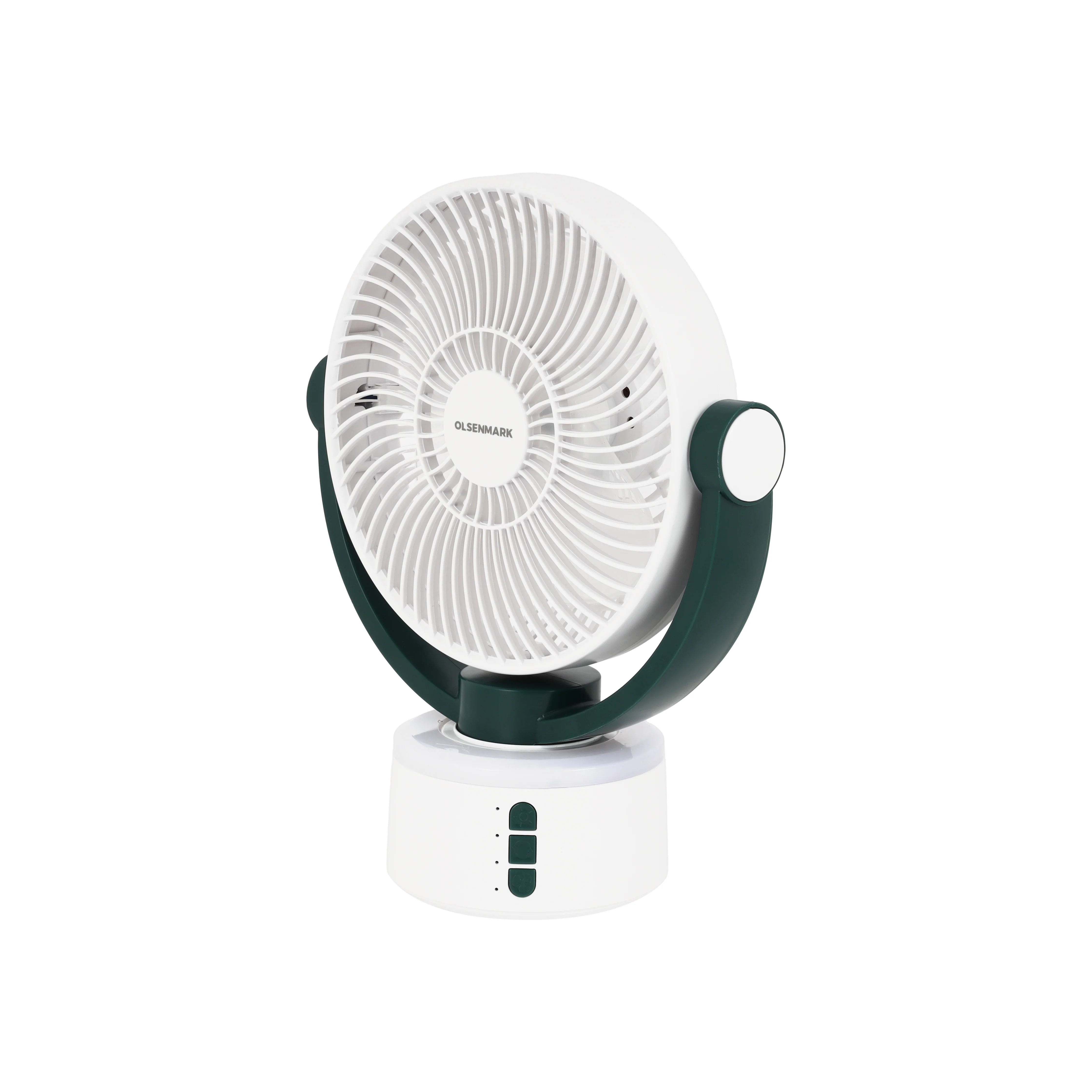 Olsenmark 8" Oscillating LED Table Fan- OMF1941/ 2-in-1, 2 Level Light Modes, Fans Works 9 Hours/ with Charging, Full-Charging, Overcharged and Working Indicator/ Perfect for Home, Office, Travel, Study Table, etc./ 2 Years Warranty, Green and White - Image 4