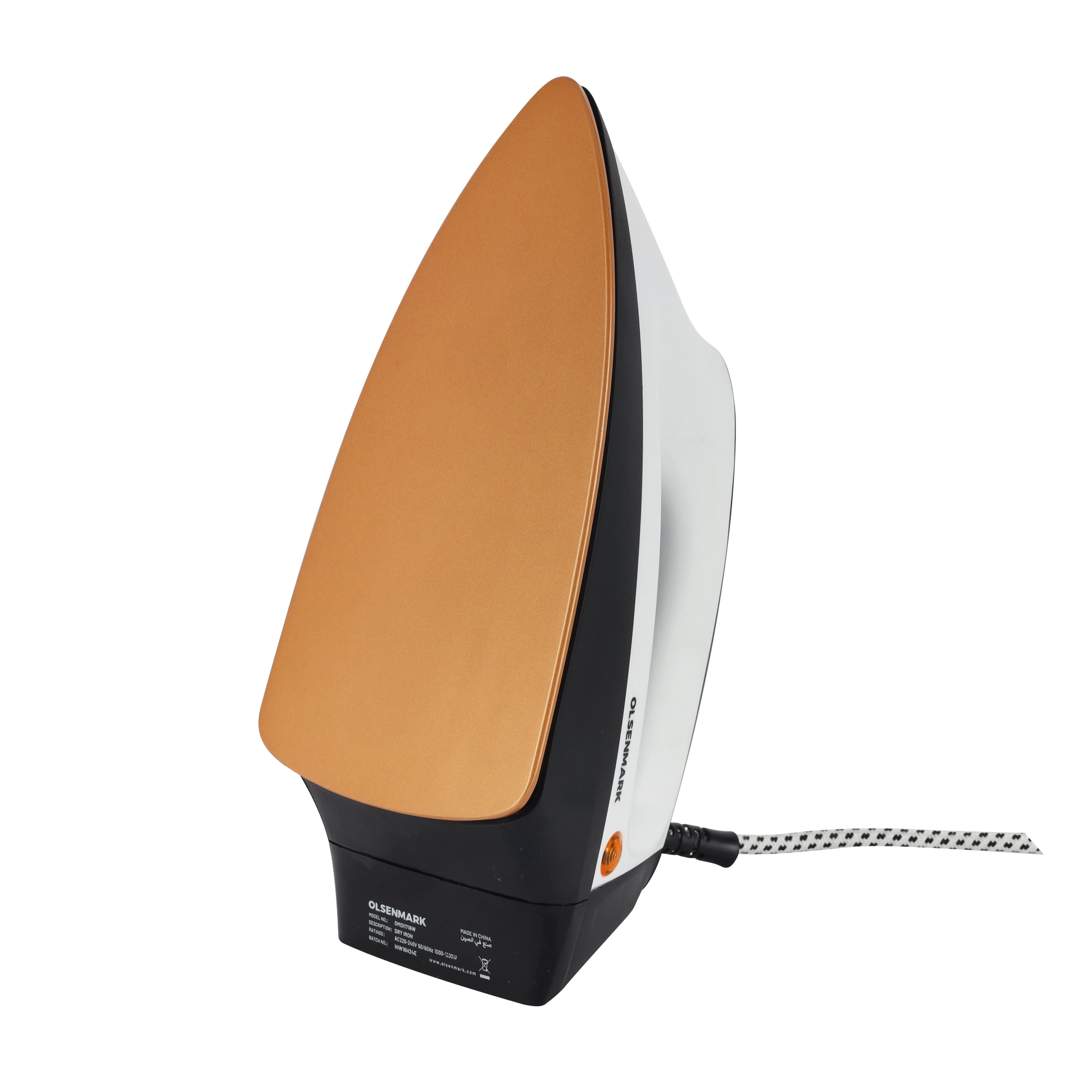 Olsenmark Heavy Duty Dry Iron- OMDI1716/ Ironing Machine with Ceramic Coating Soleplate, Adjustable Temperature Setting, Suitable for All Kinds of Fabric/ Equipped with Safety Features and Pilot Lamp/ 2 Years Warranty, White and Black - Image 6