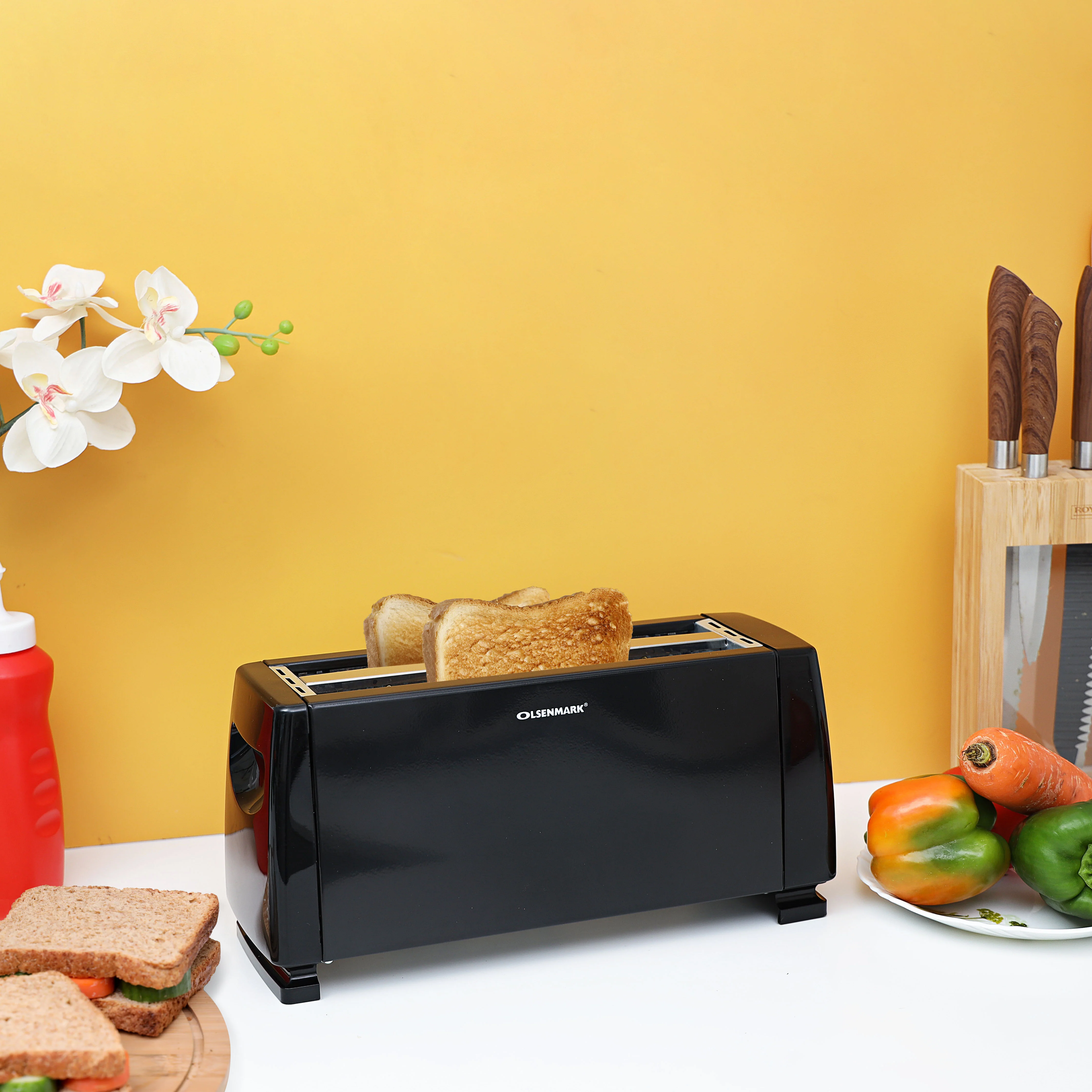 Olsenmark OMBT2399 4 Slice Bread Toaster| Durable Metal Body with 1300W Power and Variable Timing Control| Cancel Button, Removable Crumb Tray & Rust-Proof Design| - Image 3