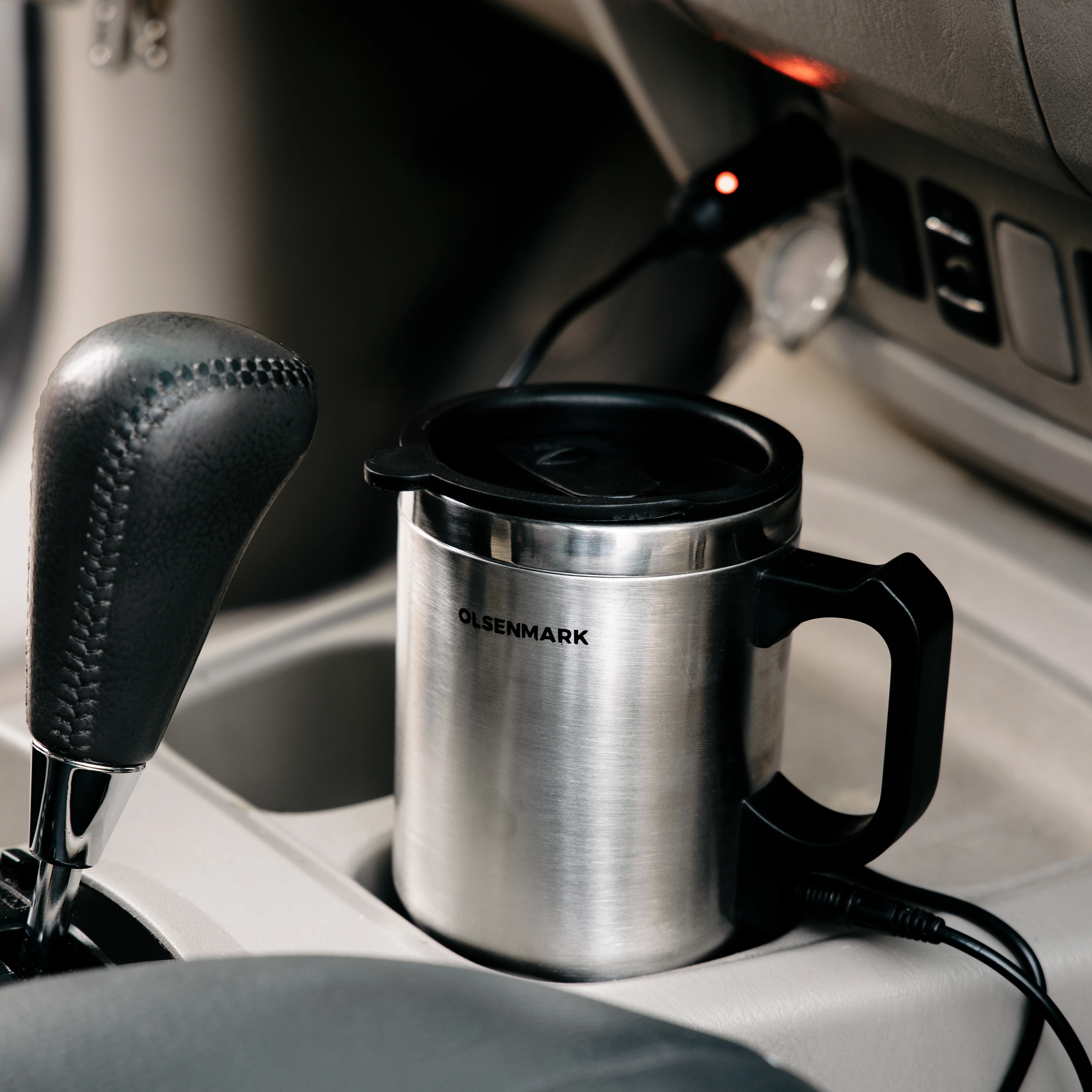 Olsenmark OMCK2482 Car Electric Travel Mug 0.5L| 12V heating, stainless steel body & vacuum insulation| spill-proof lid, anti-slip grip, ideal for hot drinks on the go| - Image 2