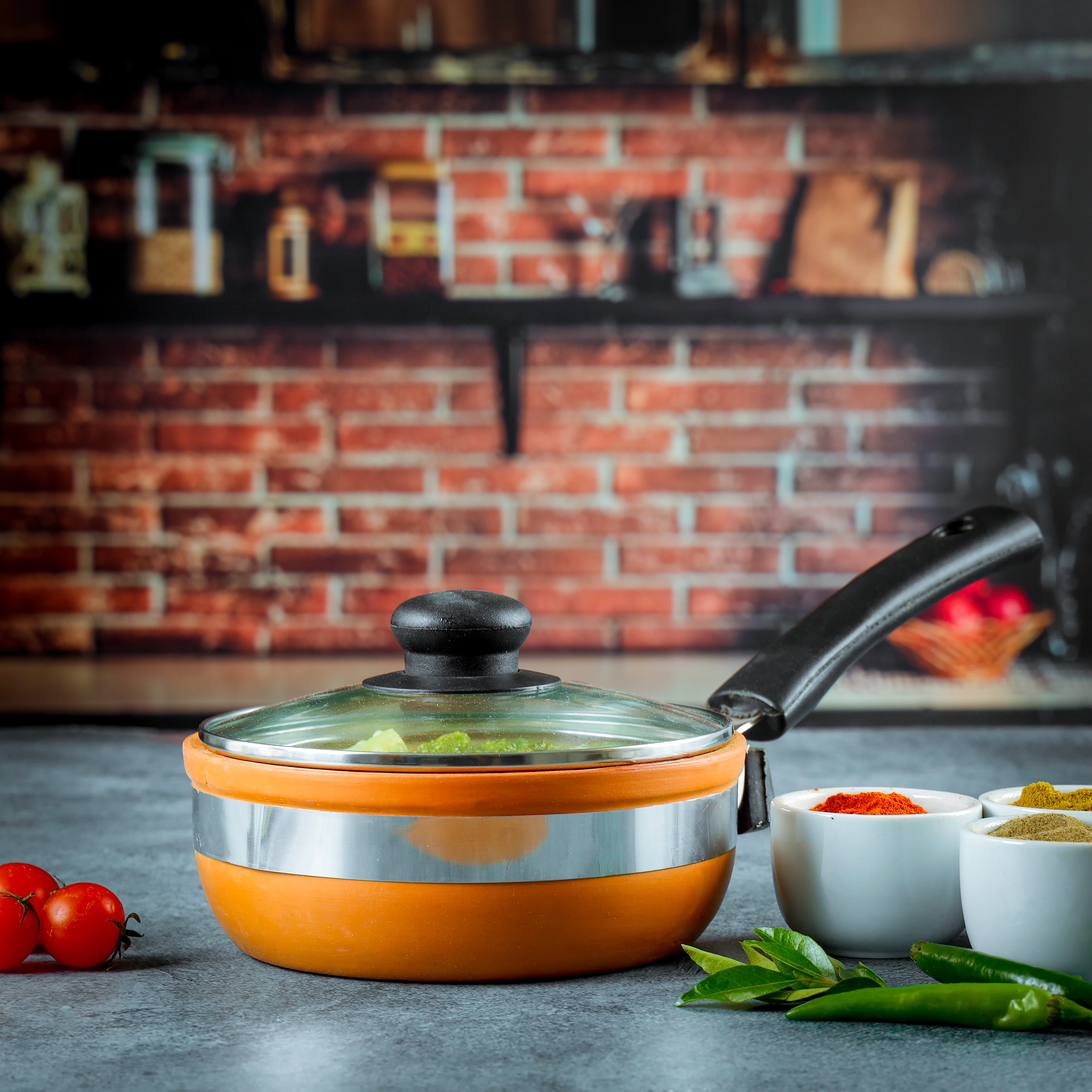 Olsenmark OMCP6018 Clay Saucepan 500ml with glass lid| eco-friendly traditional cookware and ensuring even heat distribution| enhanced flavor, ideal for cooking| - Image 5