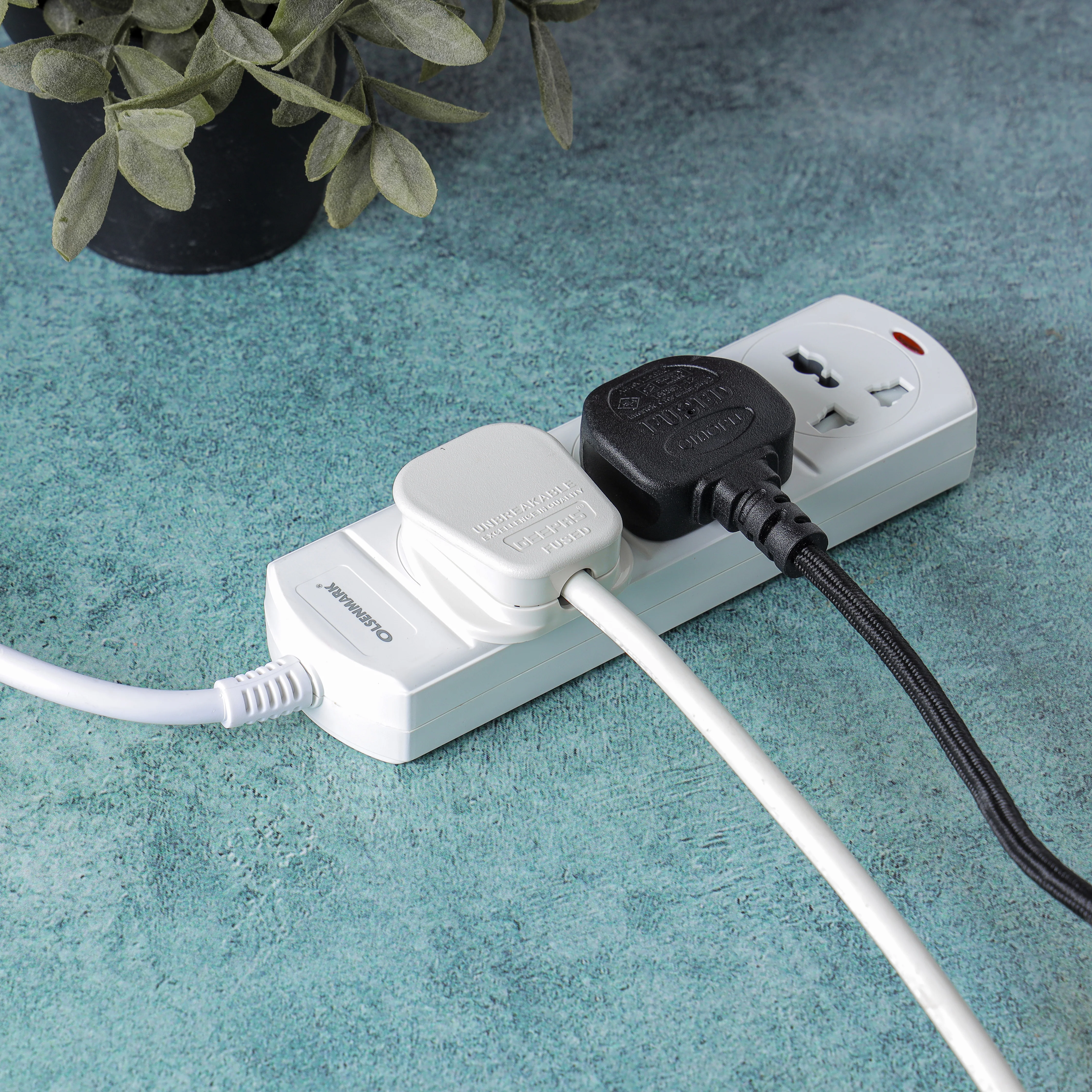 Olsenmark OMES1808 3 Way Universal Power Socket with light| 13A 250V capacity & fireproof PP housing| child safety protection & durable 2M cable for safe power extension| - Image 4