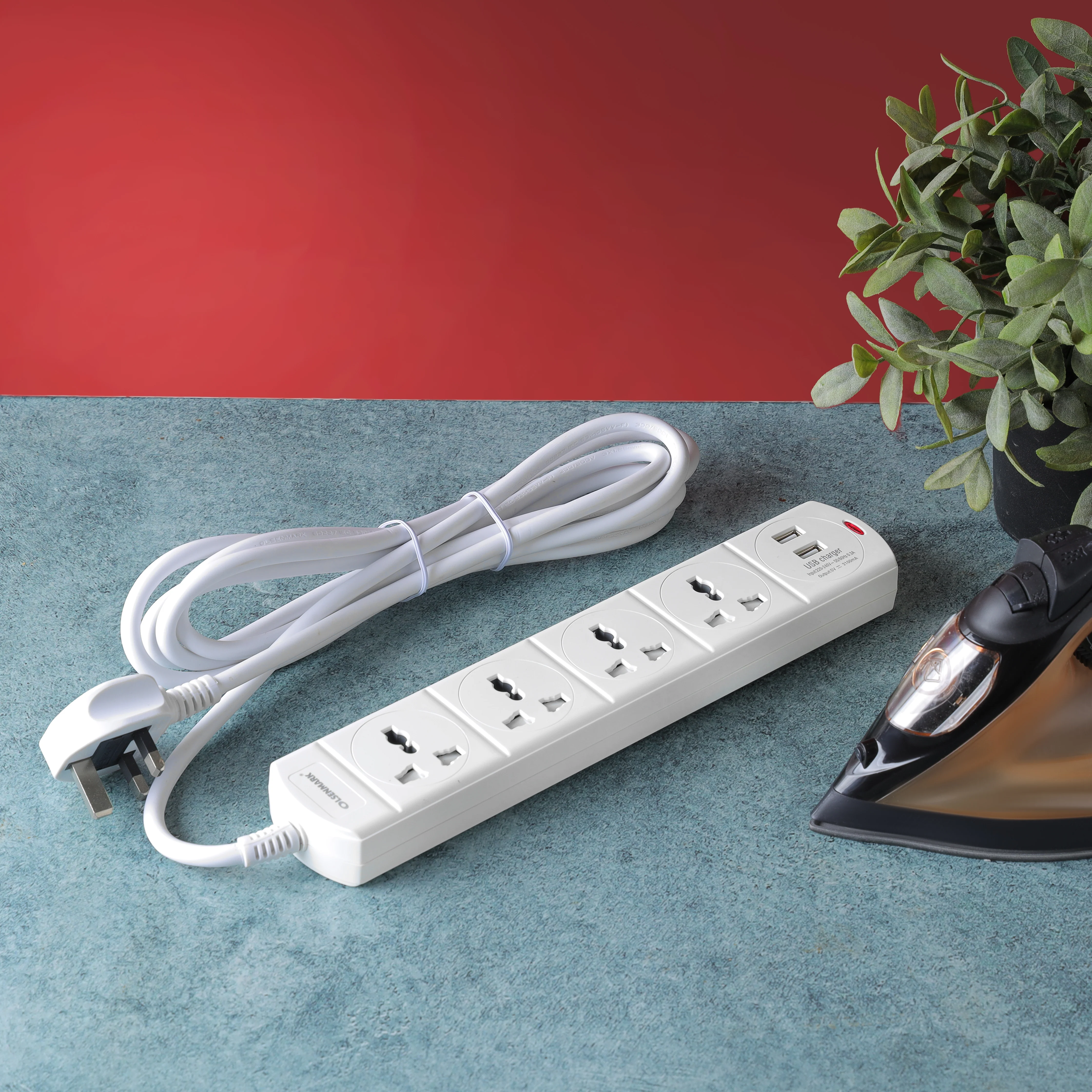 Olsenmark OMES1866 Power Socket| 4 Way with USB features 2 USB ports & 3M cable| fireproof housing, child safety shutters, reliable power for home & office use| - Image 4