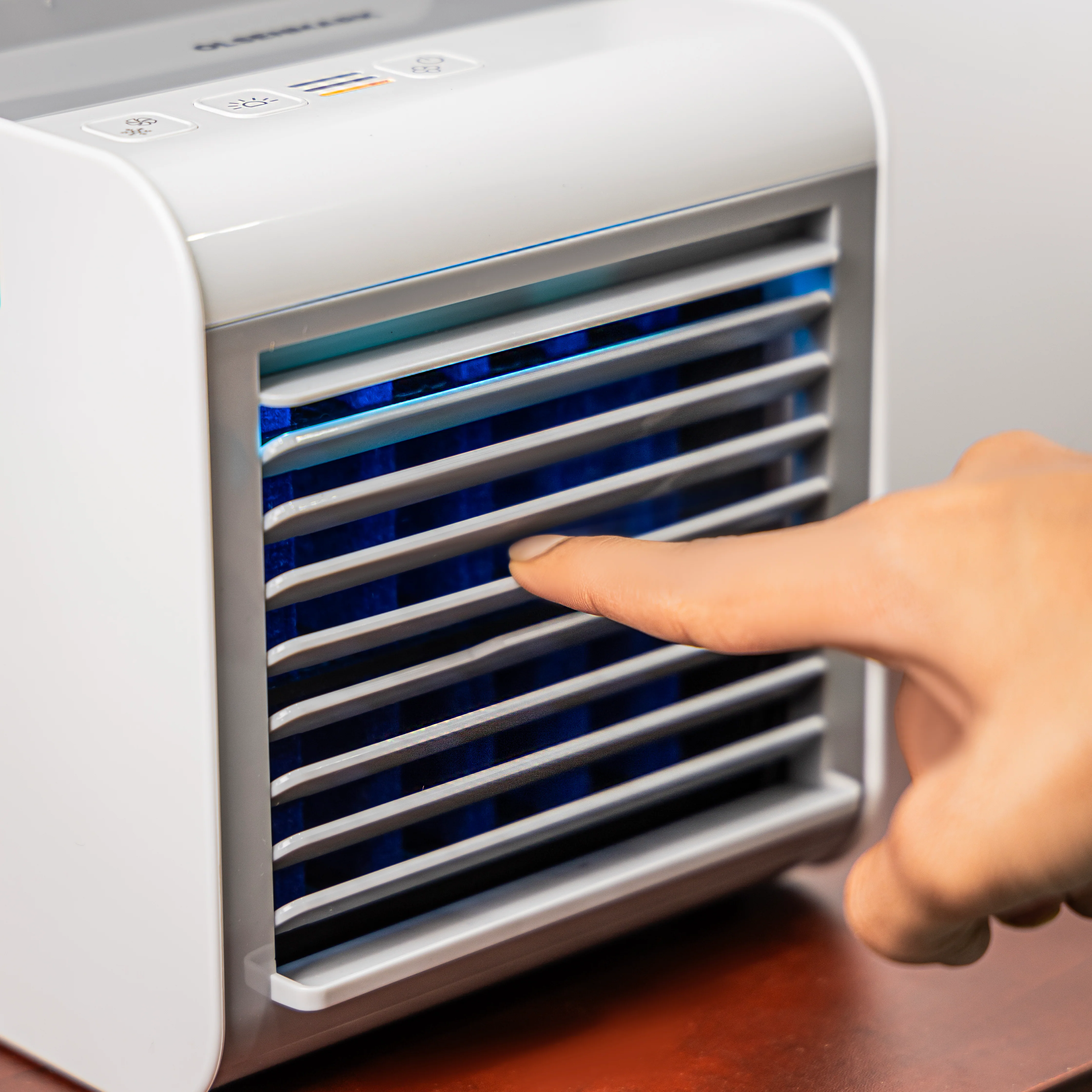 Olsenmark OMF1877 Mini Air Cooler| Humidifier, USB Powered Portable Personal Air Cooler with Sponge Filter| 7 Color LED Light, Adjustable Air Vent for Desk, Office| - Image 3