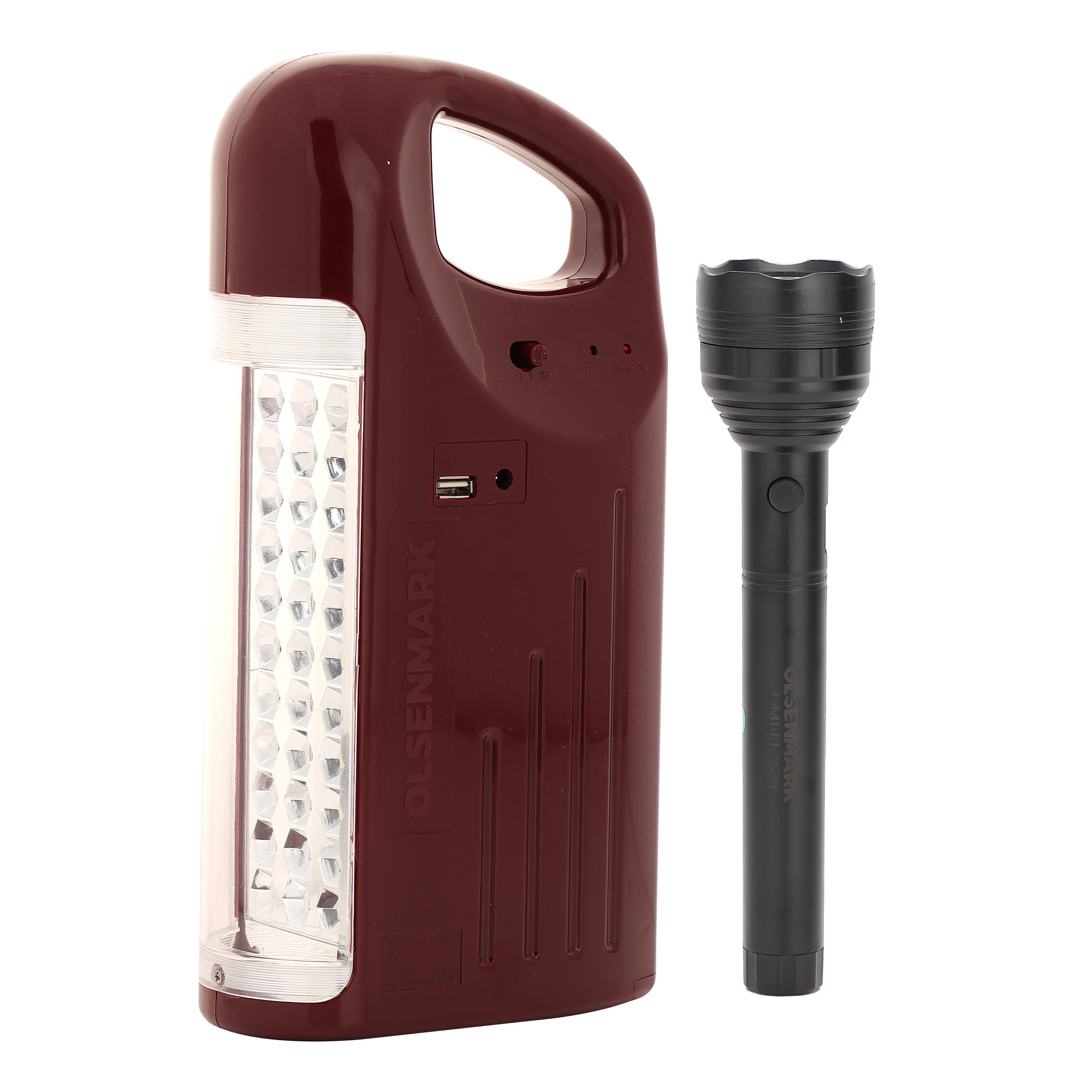 Olsenmark OMFL2620 Rechargeable LED Lantern with Flashlight | 33 SMD LEDs, 3W high-power torch & long battery life| overcharge protection, 8-hour runtime combo|