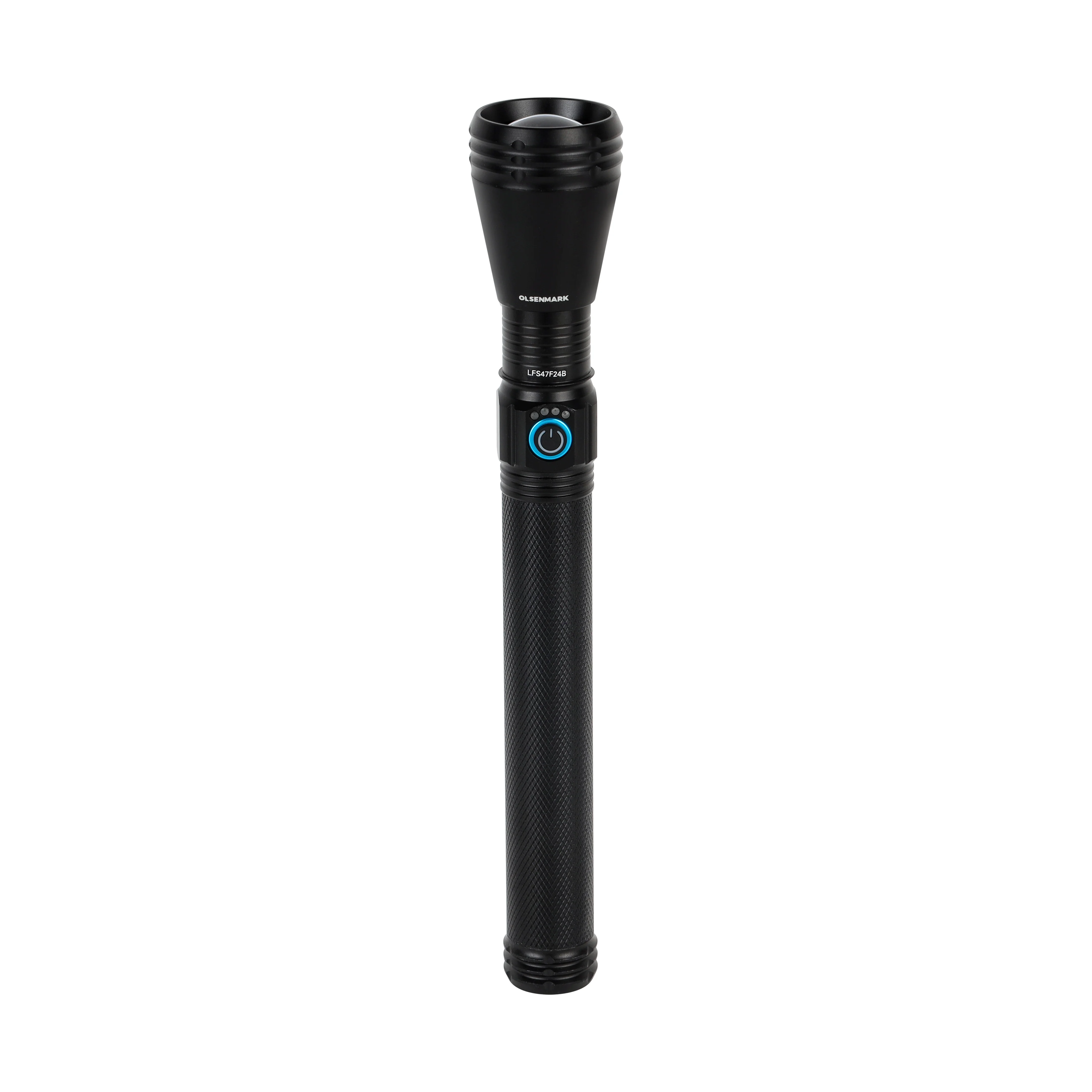 Olsenmark OMFL2747 Rechargeable LED Flashlight | 15W 7000mAh Zoom Torch with USB-C charging| high brightness 700-800 lumens, aluminum body, long battery backup|