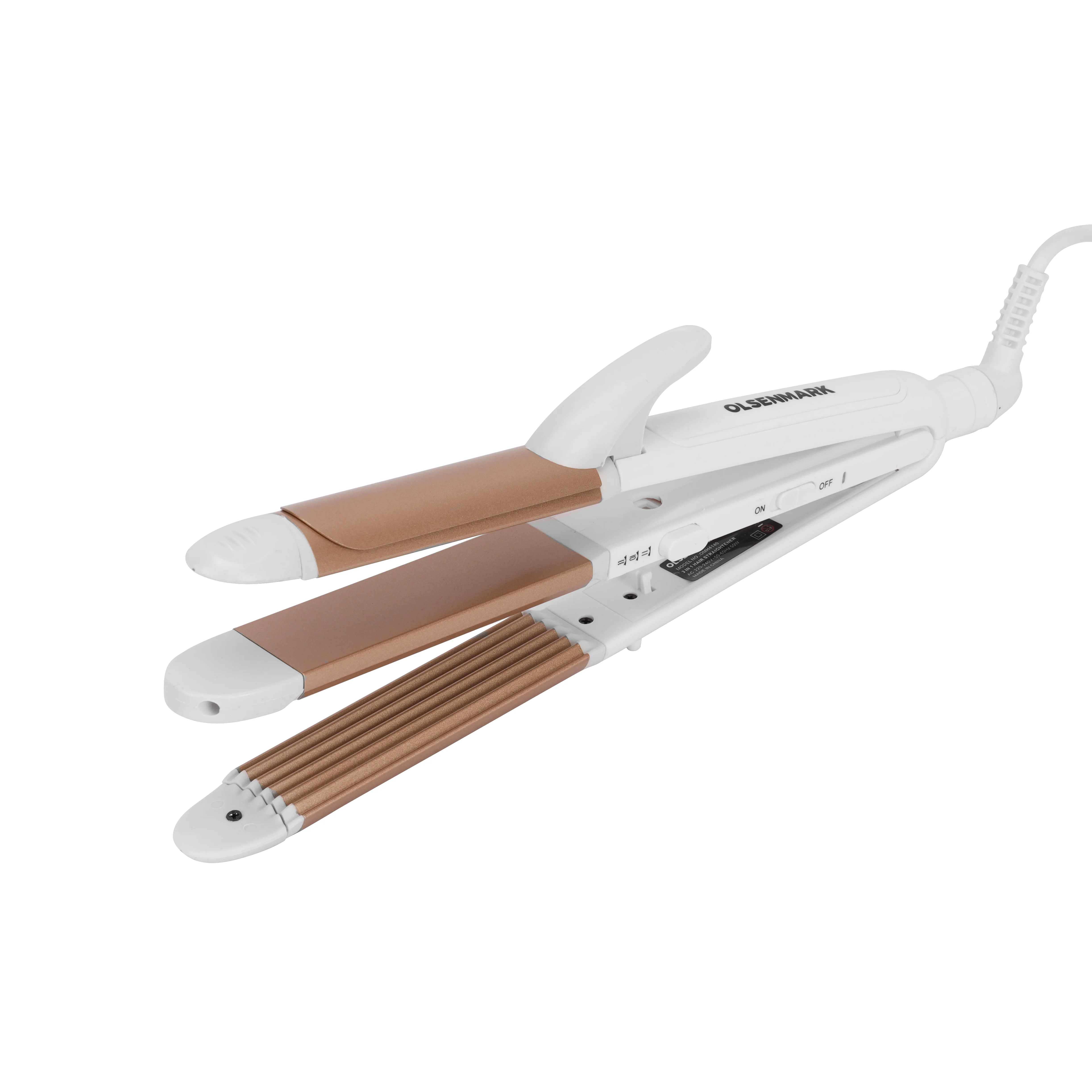 Olsenmark OMH4140 3 in 1 Hair Straightener 50W| aluminum plate for Smooth glide, PTC heater & easy ON/OFF switch| 1.8m cable length, BS plug and smooth styling| - Image 2