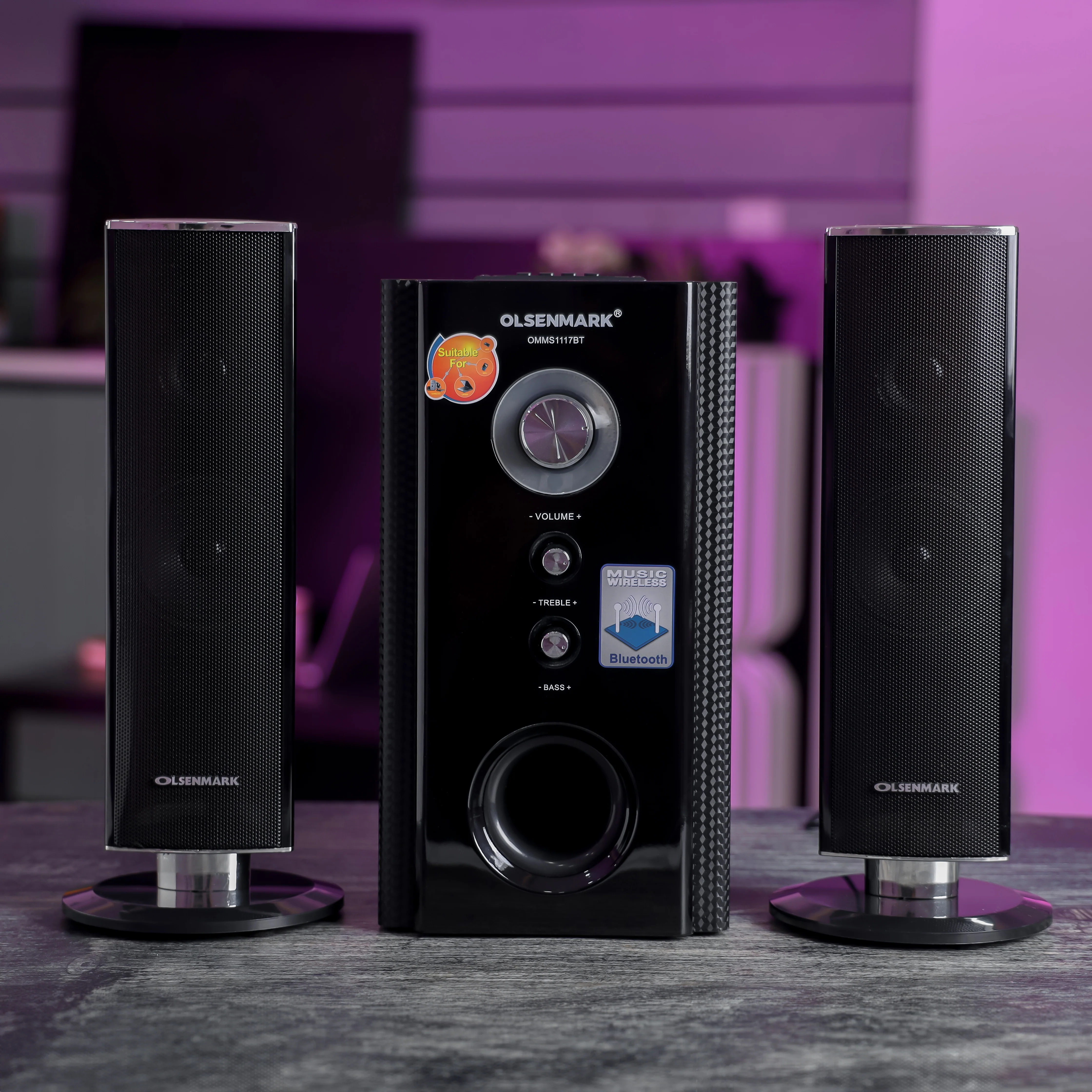 Olsenmark OMMS1117BT 2.1 Home Theater System | 10000W PMPO with Bluetooth connectivity & USB input| FM radio, thunder bass, remote control & powerful sound output| - Image 4