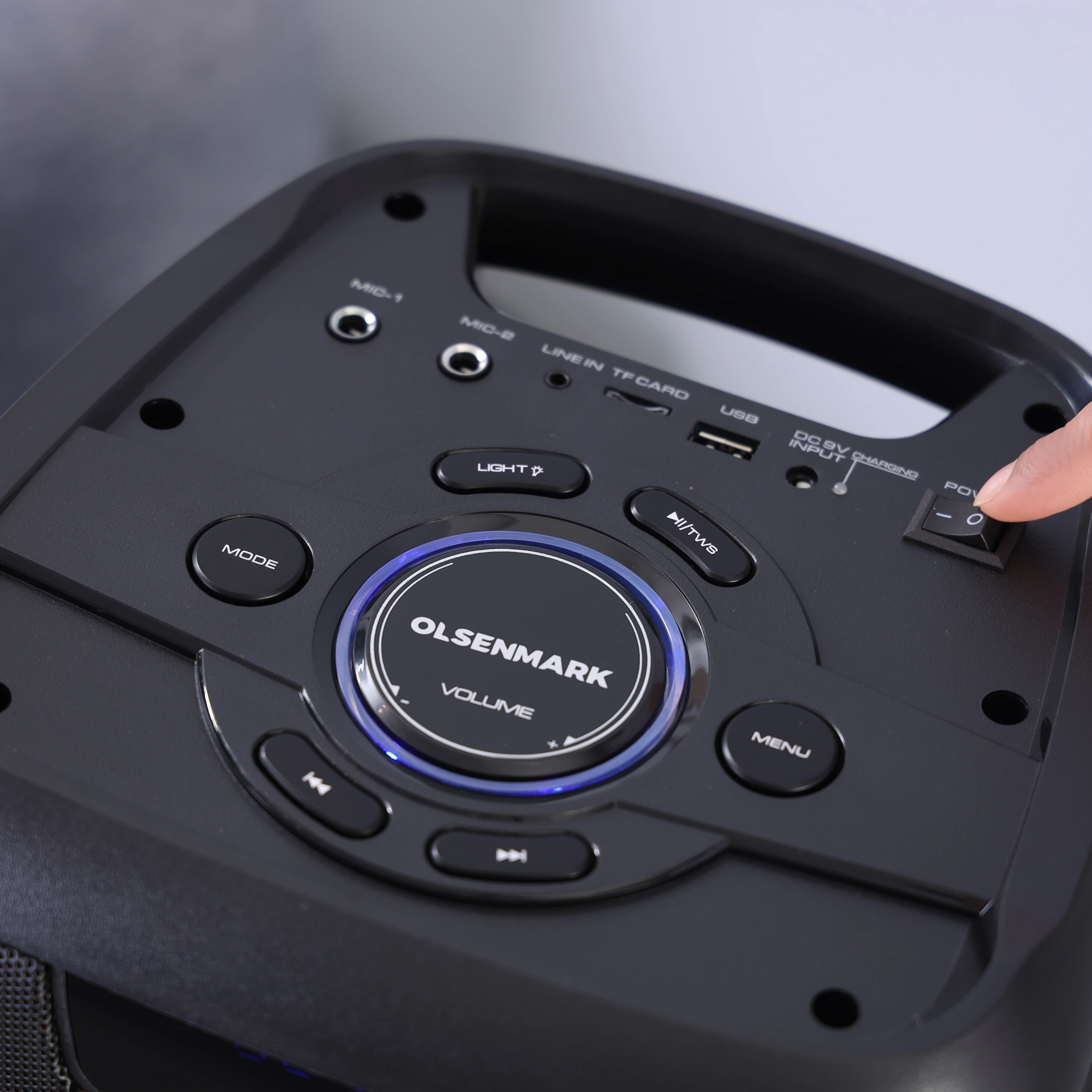 Olsenmark OMMS1285 2x6.5" Rechargeable Party Speaker| 12000W PMPO with Bluetooth streaming & USB/TF input| FM radio, LED DJ lights, dual mic input, 4–5h battery backup| - Image 4