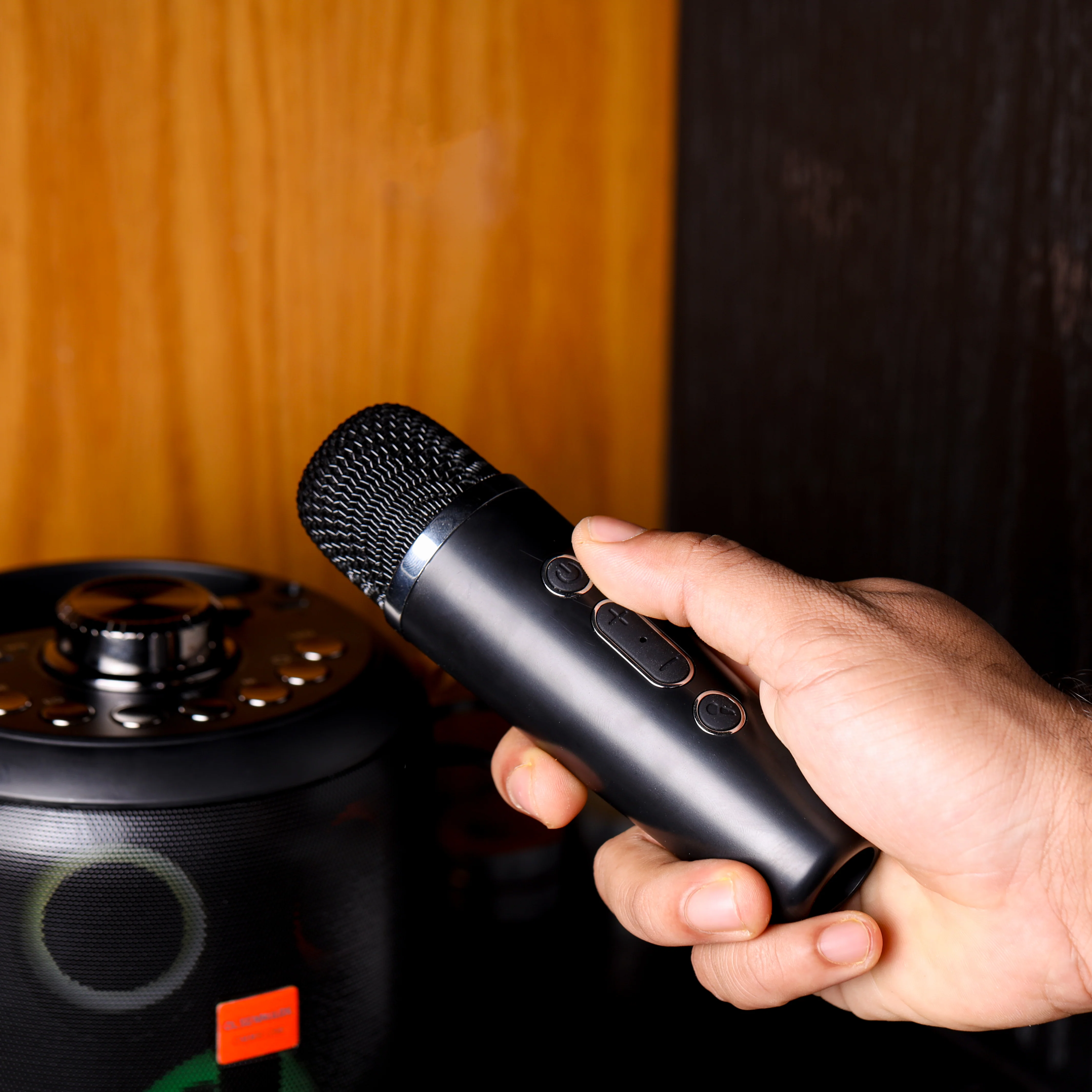 Olsenmark OMMS1298 Portable Karaoke Speaker| with 2 mics & BT V5.3 connectivity| 15W power output, RGB LED light effect, USB/TF support and up to 8 hours playtime| - Image 4