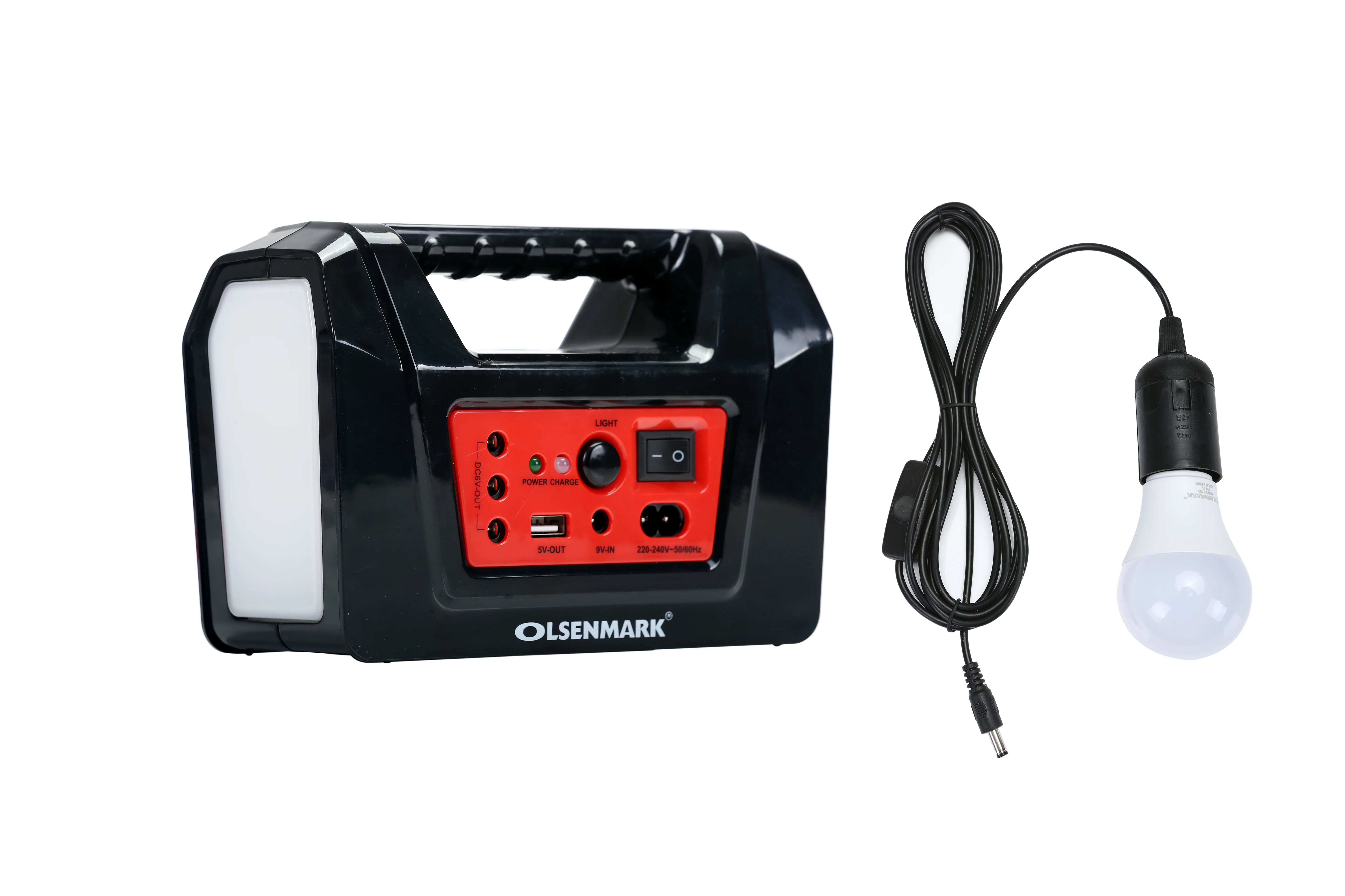 Olsenmark OMPS2752 Power Caster with LED light| 5V USB output, DC 9V solar charging support, 6V 4.5Ah battery, overcharge protection & long-lasting emergency backup power