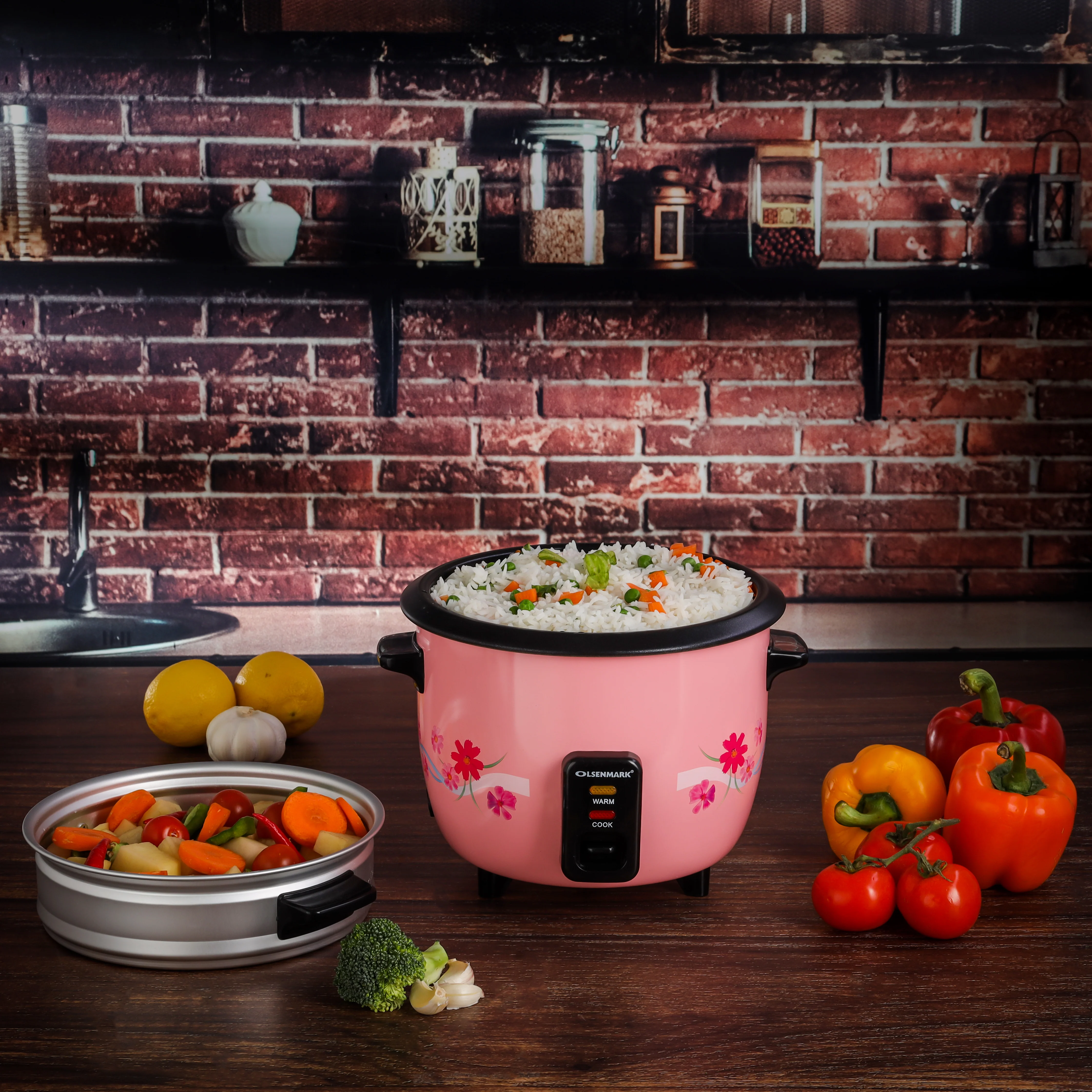 Olsenmark OMRC2250 1.0L Automatic Rice Cooker| 400W power, non-stick inner pot & tempered glass lid| 3-in-1 cook, steam & keep warm & high temperature protection| - Image 3