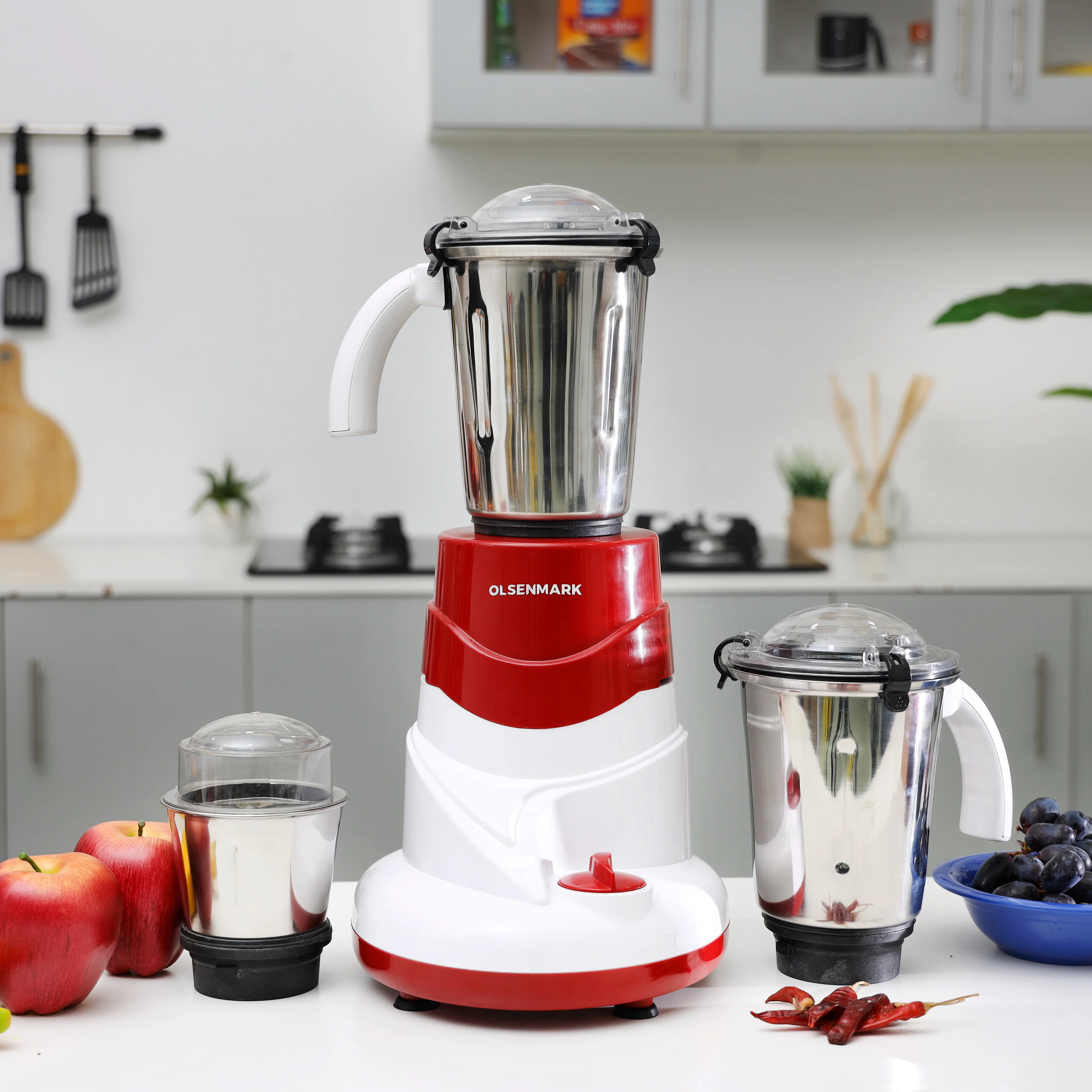 Olsenmark OMSB2440 3-in-1 Mixer Grinder 550W| powerful 100% copper motor & 3-speed control| stainless steel jar set, overload protection & ABS body for daily use| - Image 5