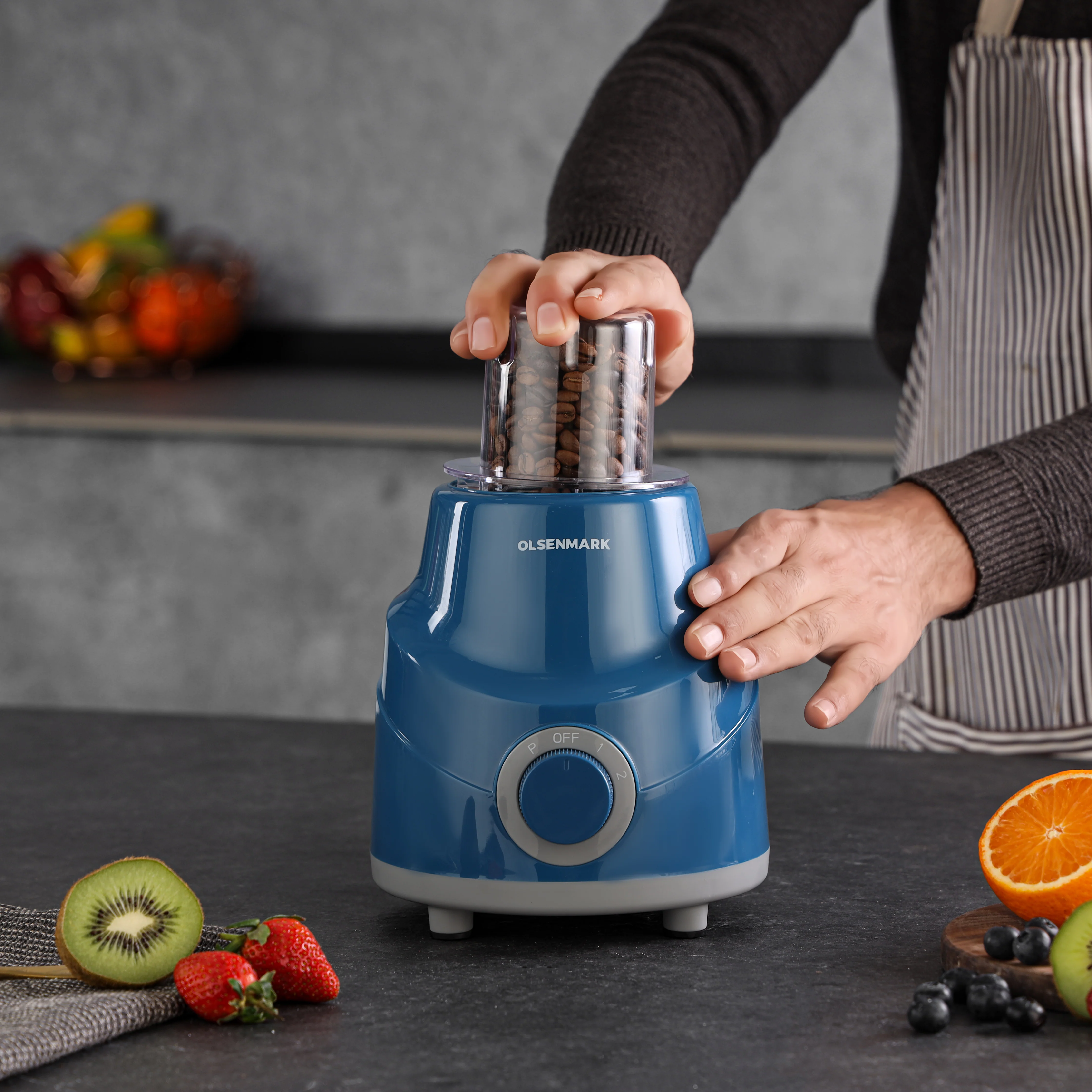 Olsenmark OMSB4141N 3-in-1 Blender | powerful 600W motor| 1.8L unbreakable PC jar, 2-speed control with pulse & turbo functions for efficient blending & grinding| - Image 4