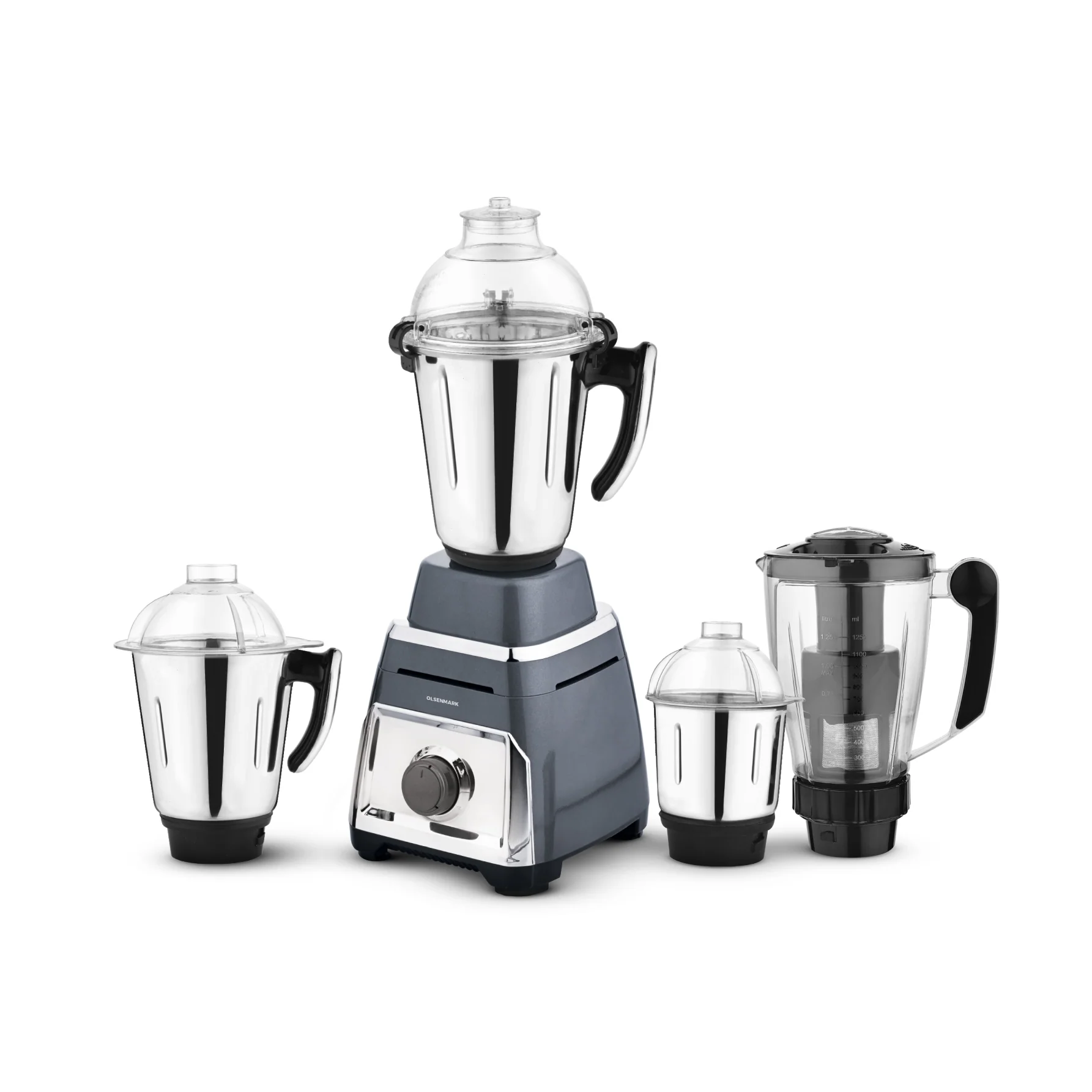 Olsenmark OMSB7060 4-in-1 Mixer Grinder 1000W| Heavy Duty Copper Motor & Stainless-Steel Jars for Grinding| Blending, Juicing, powerful performance and durable|