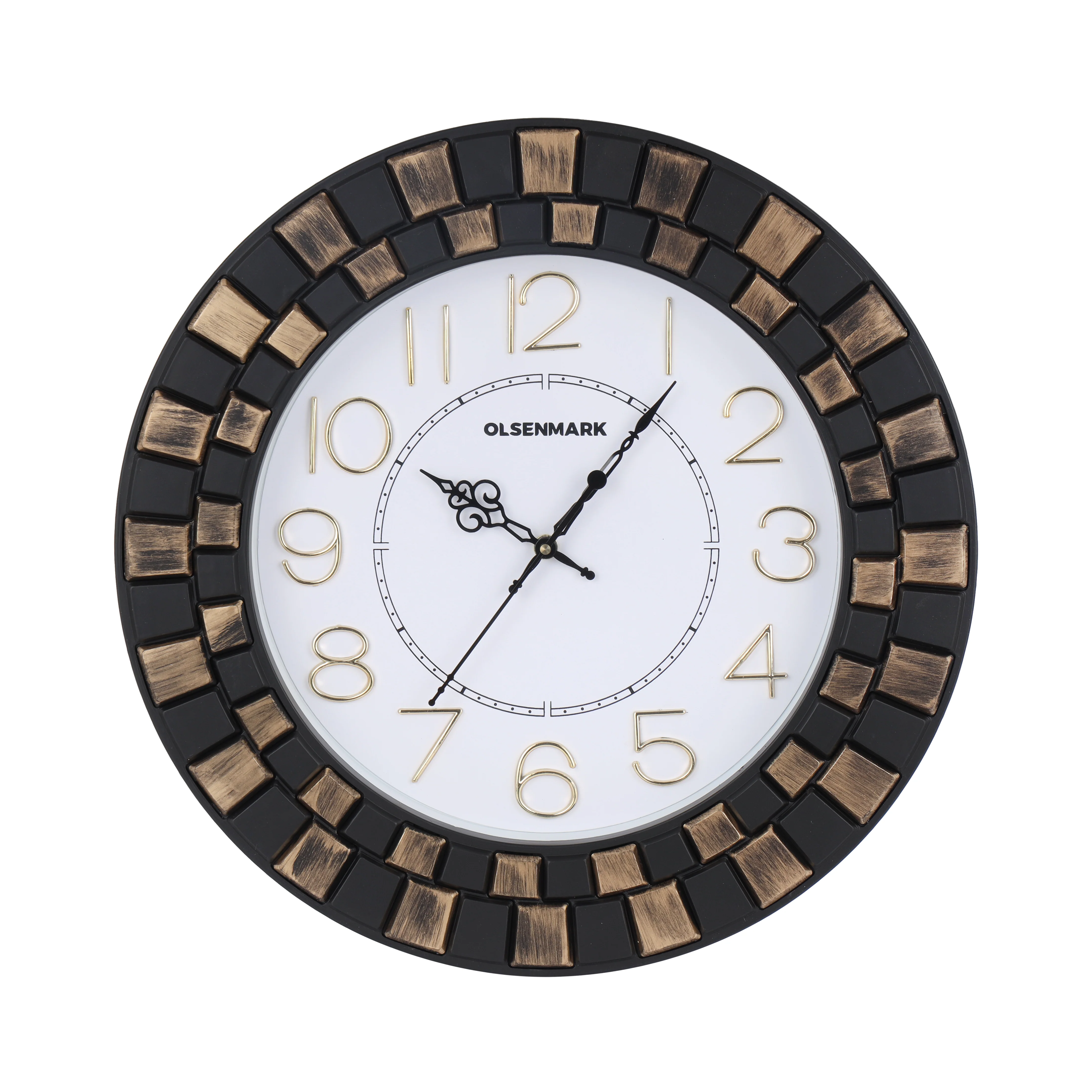 Olsenmark OMWC1921 Decorative Wall Clock| silent quartz movement & stylish designer frame| clear easy-read numerals & accurate timekeeping ideal for home or office décor|