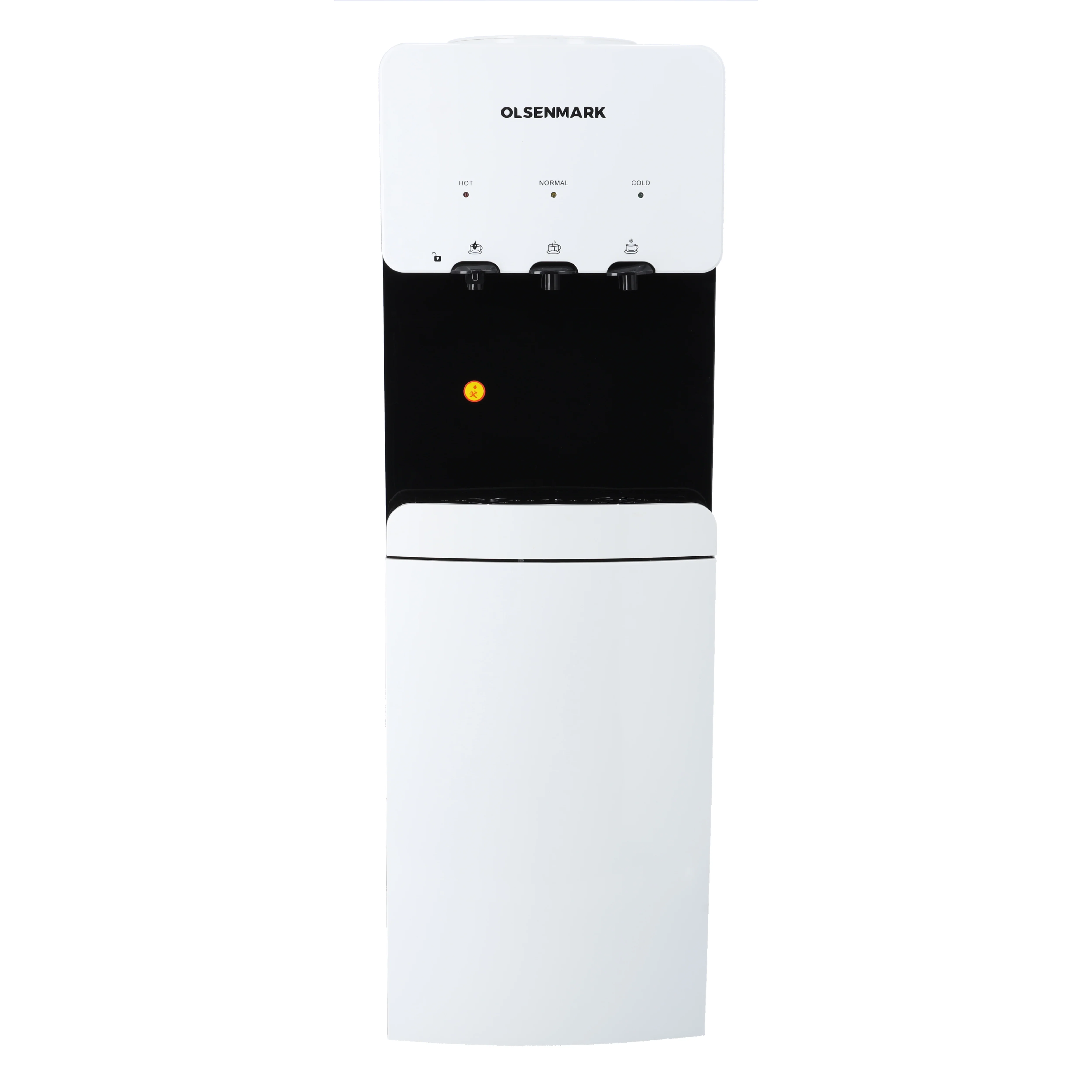 Olsenmark OMWD1629 Water Dispenser with Refrigerator| hot, cold & warm water functions with compressor cooling| spacious storage fridge, and efficient performance |