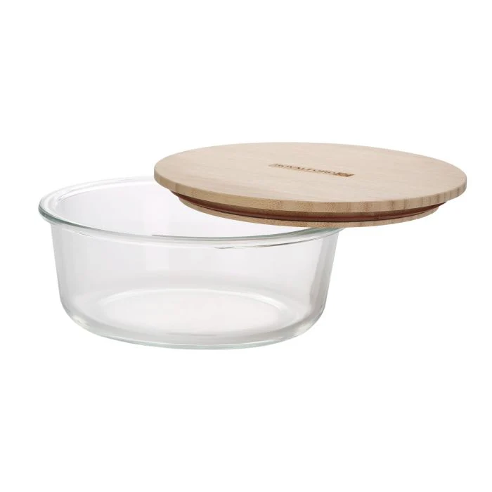 Round Glass Food Container with Bamboo Lid, RF10326 - Freezer & Dishwasher Safe, Air Tight Lid with Silicone Sealing Ring, Portable, Eco-Friendly - Image 3