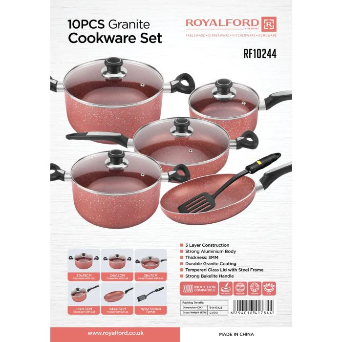 Royalford 10Pcs Non Stick Cookware Set - Image 4
