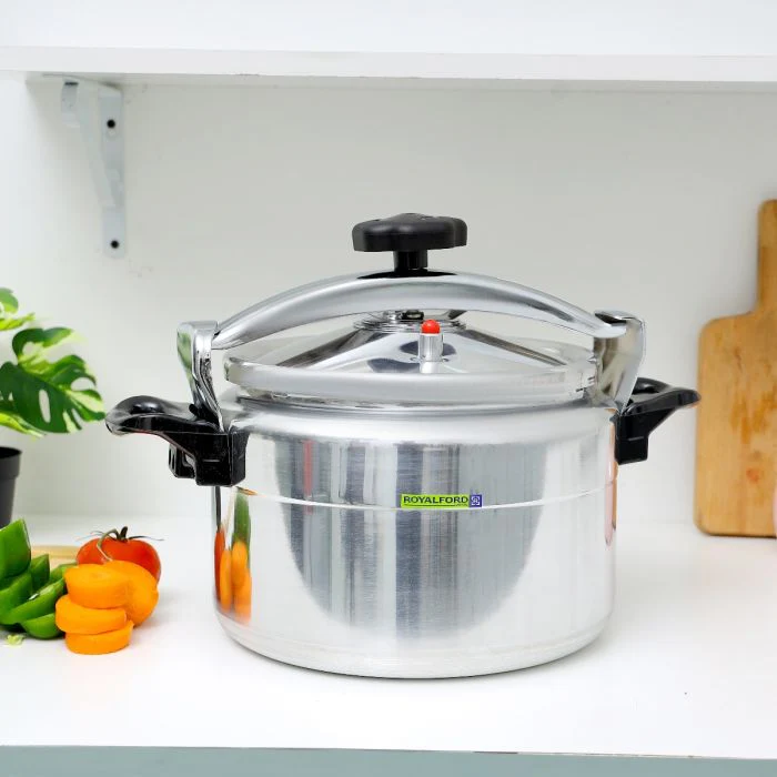Royalford 15 Litre Aluminum Pressure Cooker RF11177 | Heavy Duty High Thickness Aluminum Body | Three-Ply Welding Base | Multi-Safety Device | Unique Pressure Indicator - Image 2
