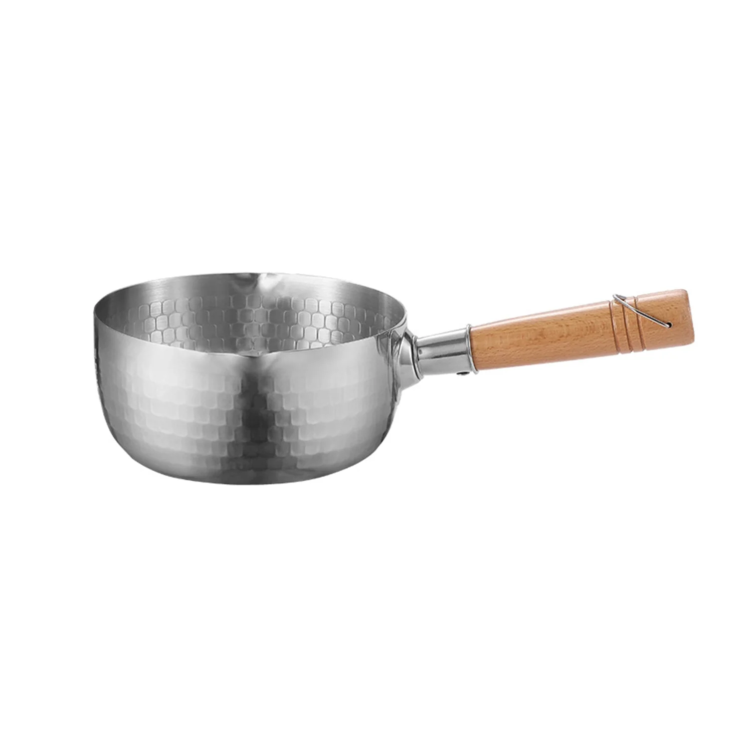 Royalford 16 CM Stainless Steel Snow Pot- RF12259| Stylish Design with Hammered Mesh Pattern and Wooden Handle| Saucepan Perfect for Making Sauces, Reducing, Browning, Sauting, Etc., Induction Compatible | Silver - Image 4