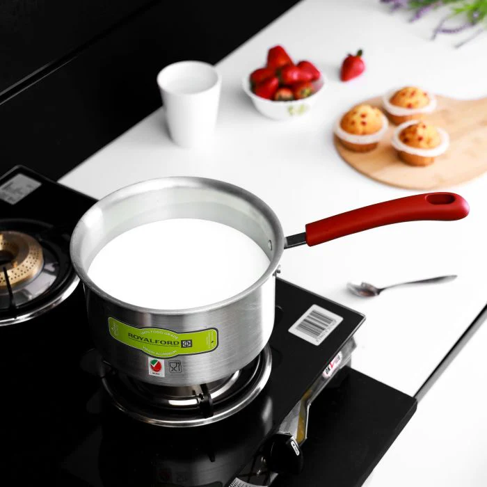 Royalford 20Cm Aluminium Milk Pan with Lid - Aluminium Saucepan Pouring Spout with Bakelite Handle, Easy to Store| Ideal as Coffee Pot, Tea Pot, Milk Pot & a Small Saucepan - Image 6