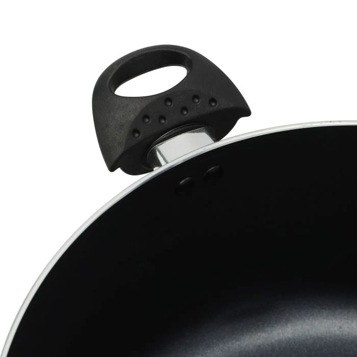 Royalford 24 CM Aluminium Casserole- RF11197| Non-Stick Aluminium Cookware| Dot Induction Base| Compatible with Hot Plate, Halogen, Gas and Induction Cooktops| 3mm Thickness, Strong Bakelite Handles and Knob and Tempered Glass Lid| Black| One-Piece - Image 3