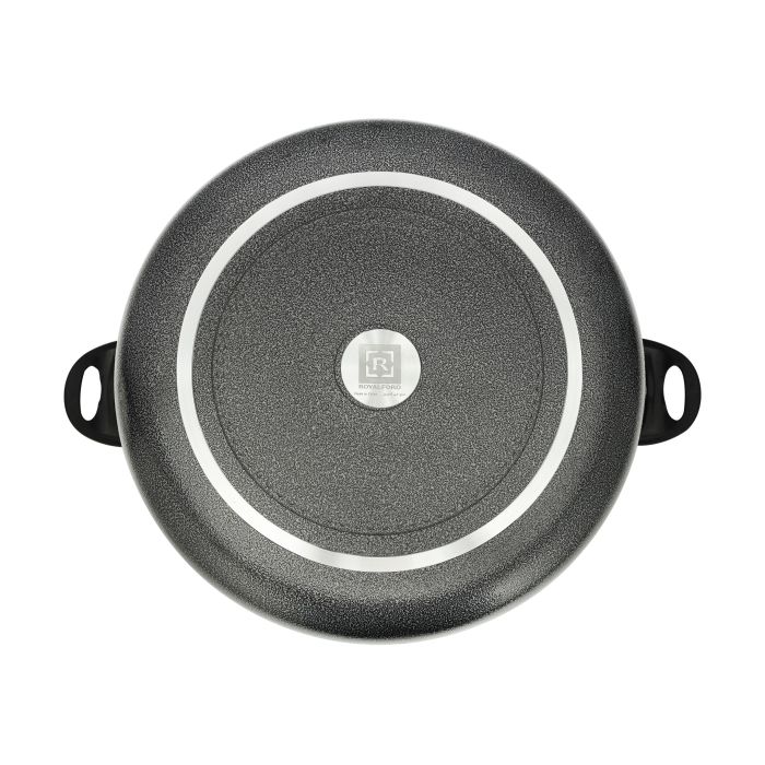 Royalford 24 CM Aluminium Casserole- RF11197| Non-Stick Aluminium Cookware| Dot Induction Base| Compatible with Hot Plate, Halogen, Gas and Induction Cooktops| 3mm Thickness, Strong Bakelite Handles and Knob and Tempered Glass Lid| Black| One-Piece - Image 6