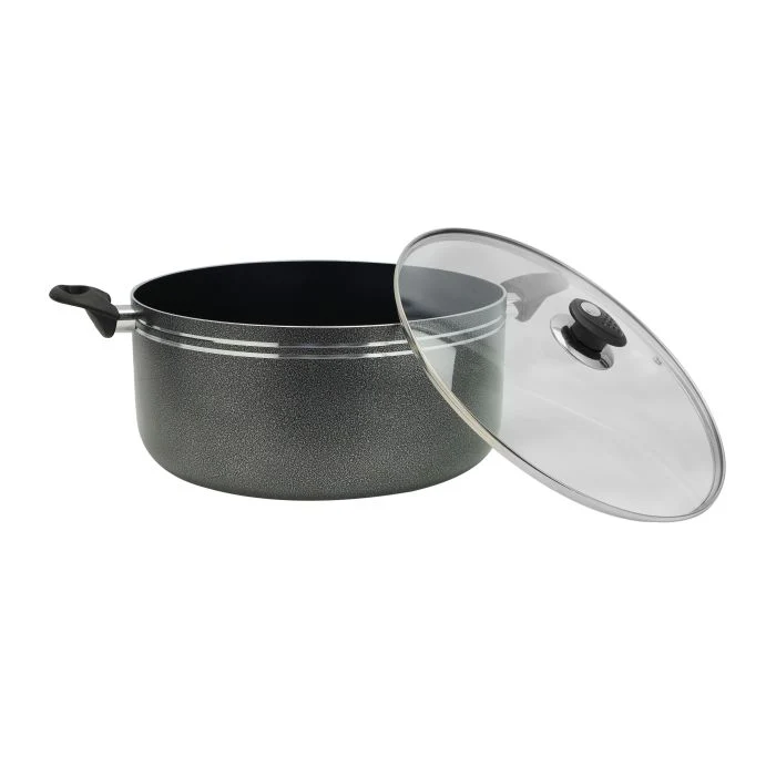 Royalford 26 CM Aluminium Casserole- RF11198| Non-Stick Aluminium Cookware| Dot Induction Base| Compatible with Hot Plate, Halogen, Gas and Induction Cooktops| 3mm Thickness, Strong Bakelite Handles and Knob and Tempered Glass Lid| Black| One-Piece - Image 4