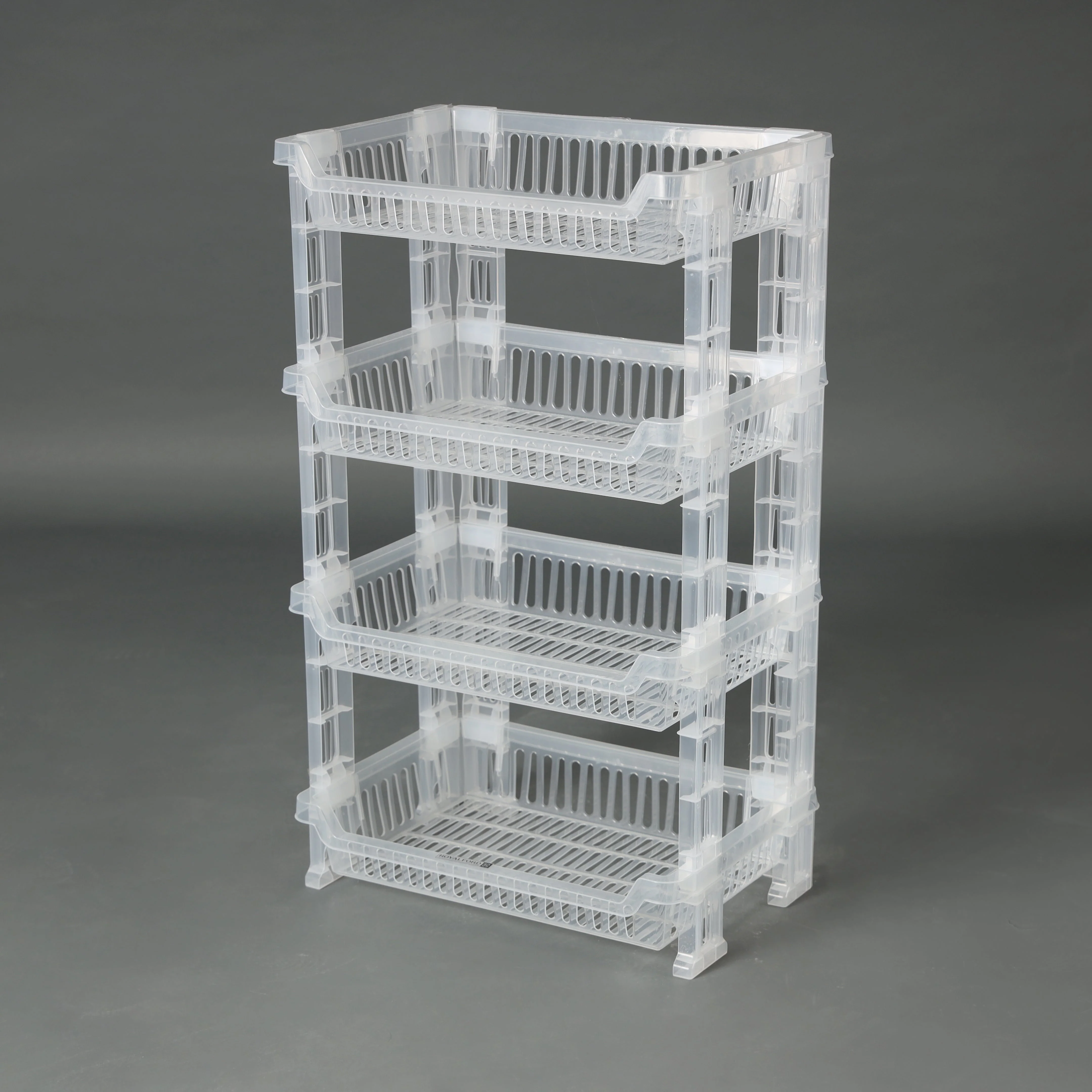 Royalford 4-Layer Vegetable Rack RF10879 | Transparent Premium Plastic Storage Stand | Space-Saving Design | Easy Assembly | Efficient 4-Tier Kitchen Organizer - Image 3