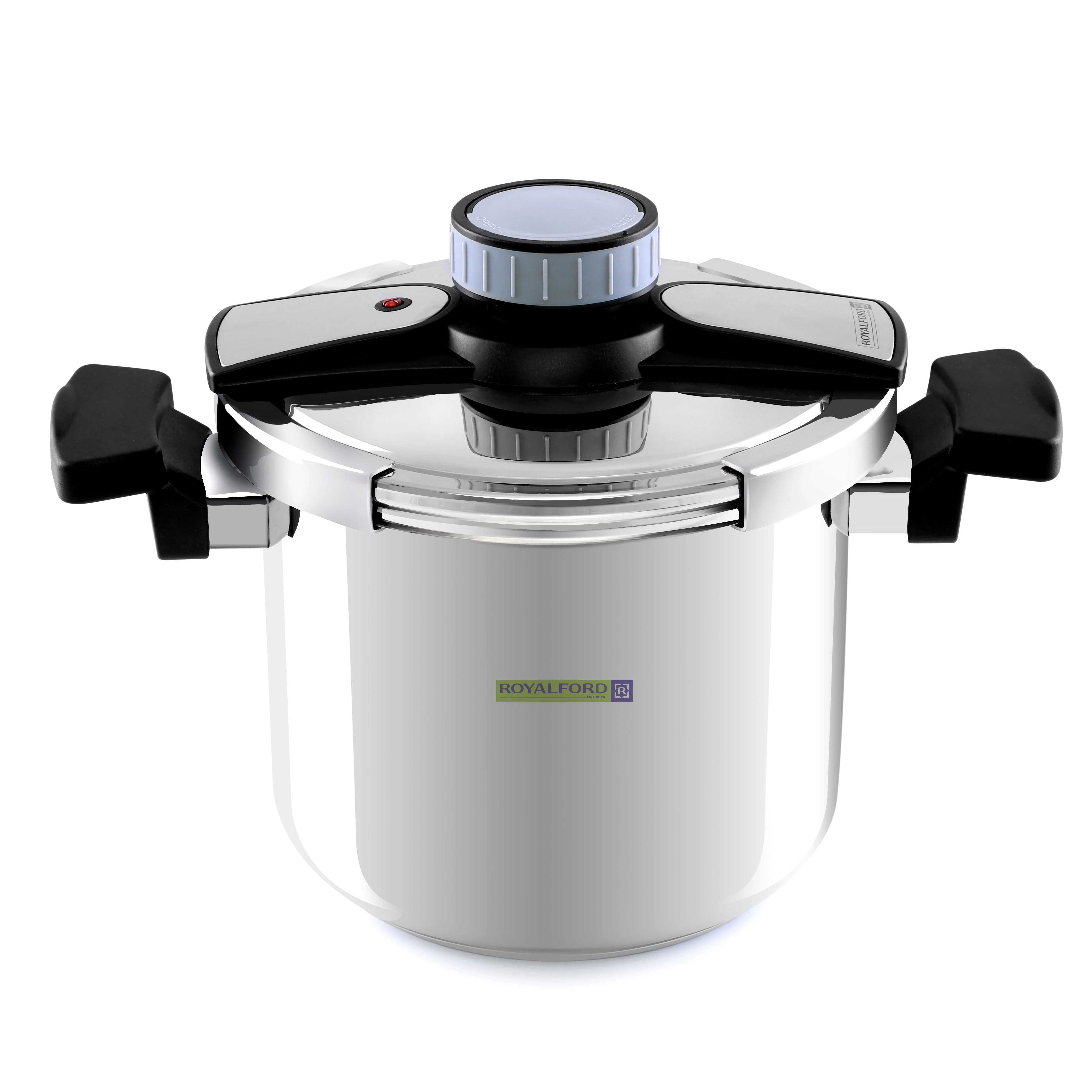 Royalford 7 Litre Stainless Steel Pressure Cooker RF7605 | Durable SS Body | Easy Lock Lid| Safety Valve & Precision Pressure Control Valve| Efficient For Family Cooking - Image 3