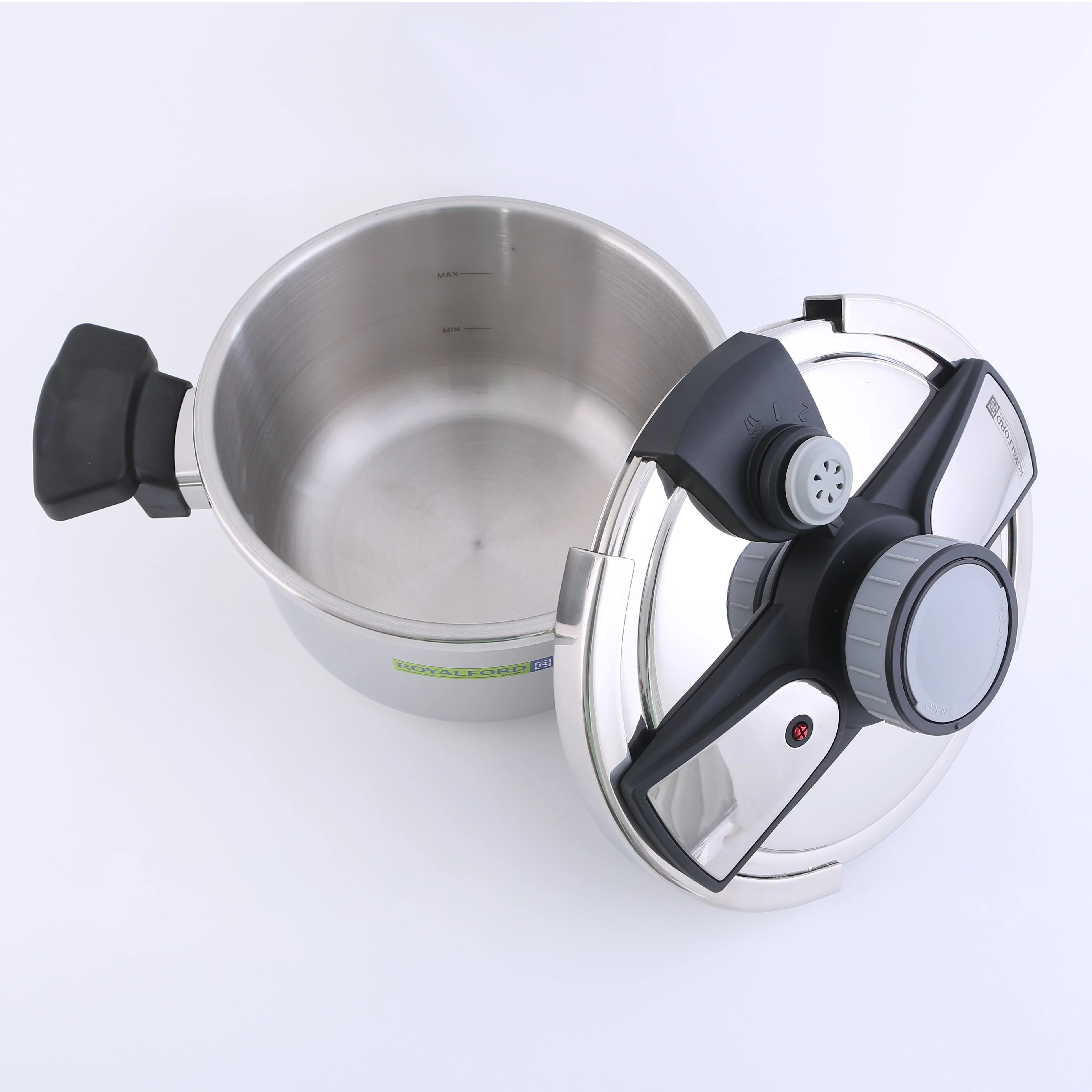 Royalford 7 Litre Stainless Steel Pressure Cooker RF7605 | Durable SS Body | Easy Lock Lid| Safety Valve & Precision Pressure Control Valve| Efficient For Family Cooking - Image 5