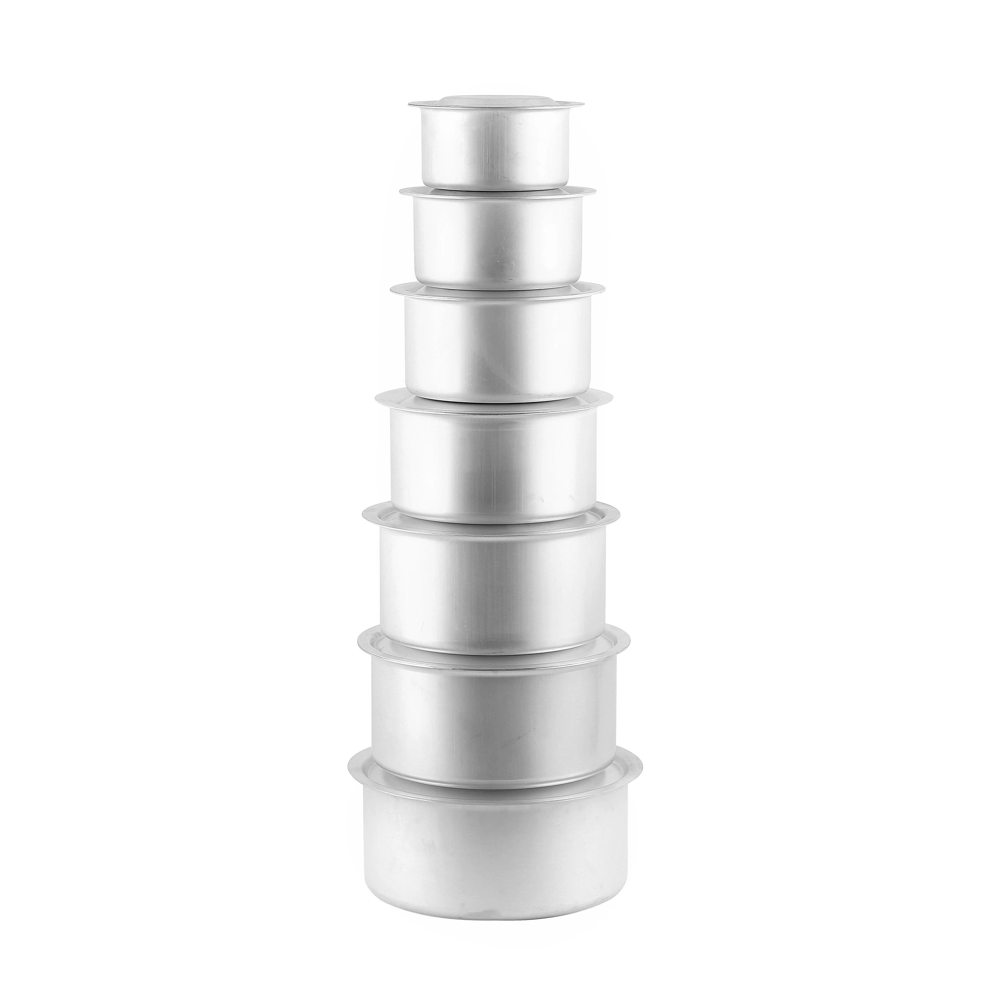 Royalford 7 Set Alum.Casserole with Lid - Aluminium Cooking Pot, Vessel with Lid - 14cm, 16cm, 18cm, 20cm, 22cm, 24cm, 26cm Cookware Set for Home & Restaurant Use