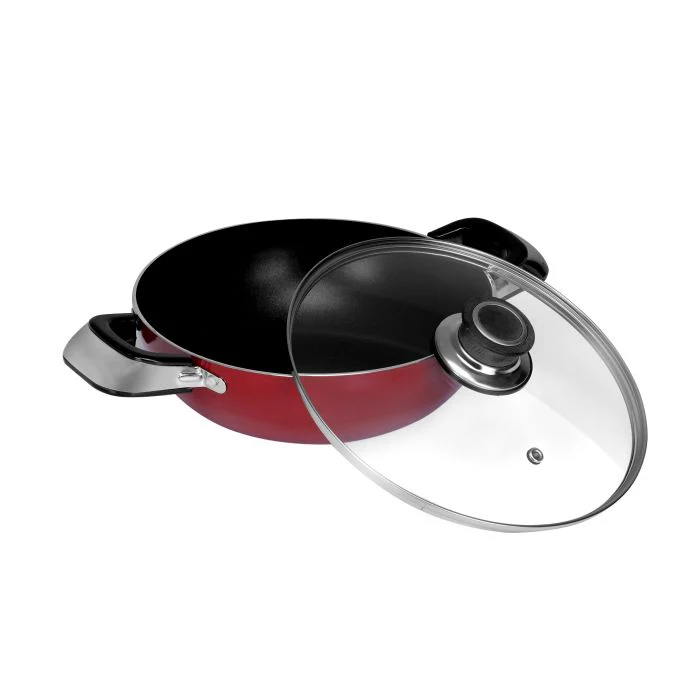 Royalford Aluminium Wok Pan with Glass Lid, 30 CM - Induction Safe Frying Pan with Durable Non-Stick Granite Coating | Dishwasher Safe |Frypan with Glass Lid & Heat-Resistant Handles - Cookware Casserole Pan - Image 4
