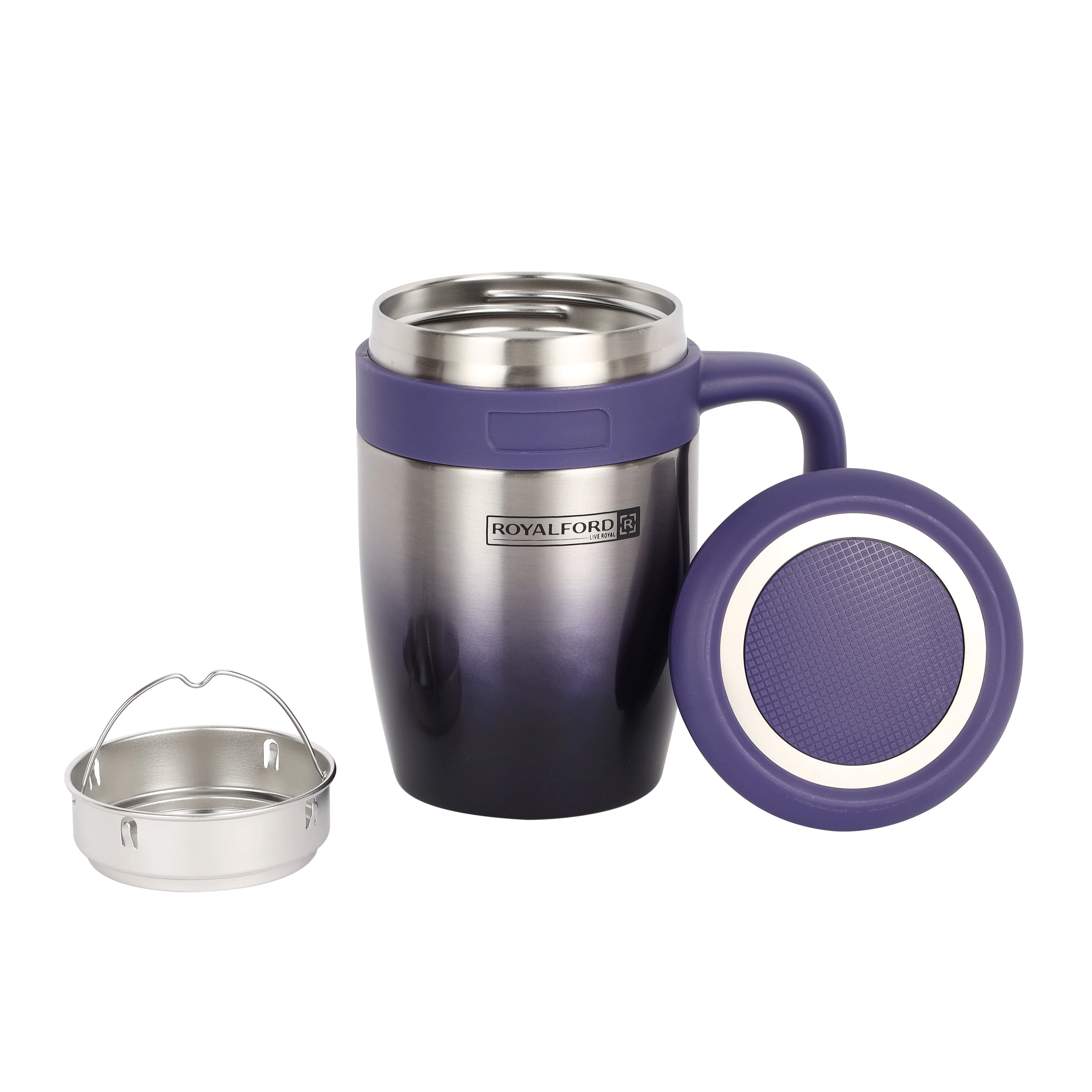 Royalford RF10181 Vacuum Mug 450ml | Premium Double Wall Stainless Steel Insulation | Long-Lasting Hot & Cold Temperature Retention | Secure Lock Lid | Travel-Friendly - Image 3