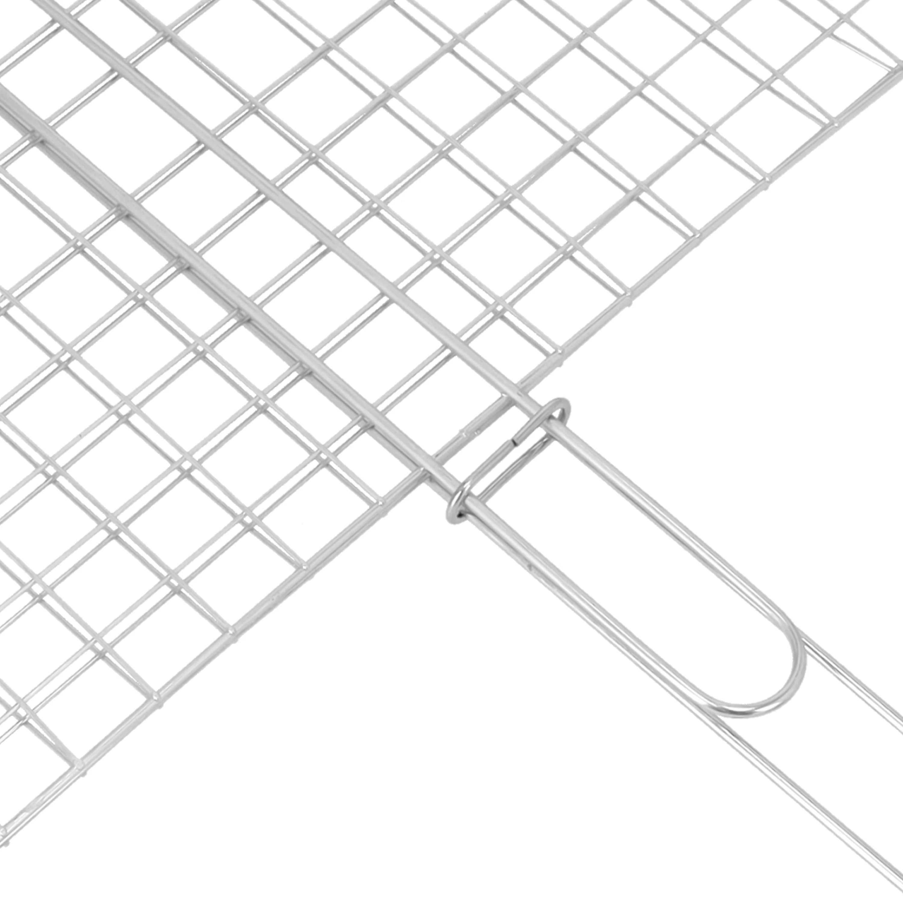 Royalford RF10382 BBQ Grill Chromium Plated Iron Rack| Wooden Handle | Heavy Duty Barbecue Grilling Basket | Perfect for Chicken, Fish, Meat & Vegetables, Outdoor Use - Image 3