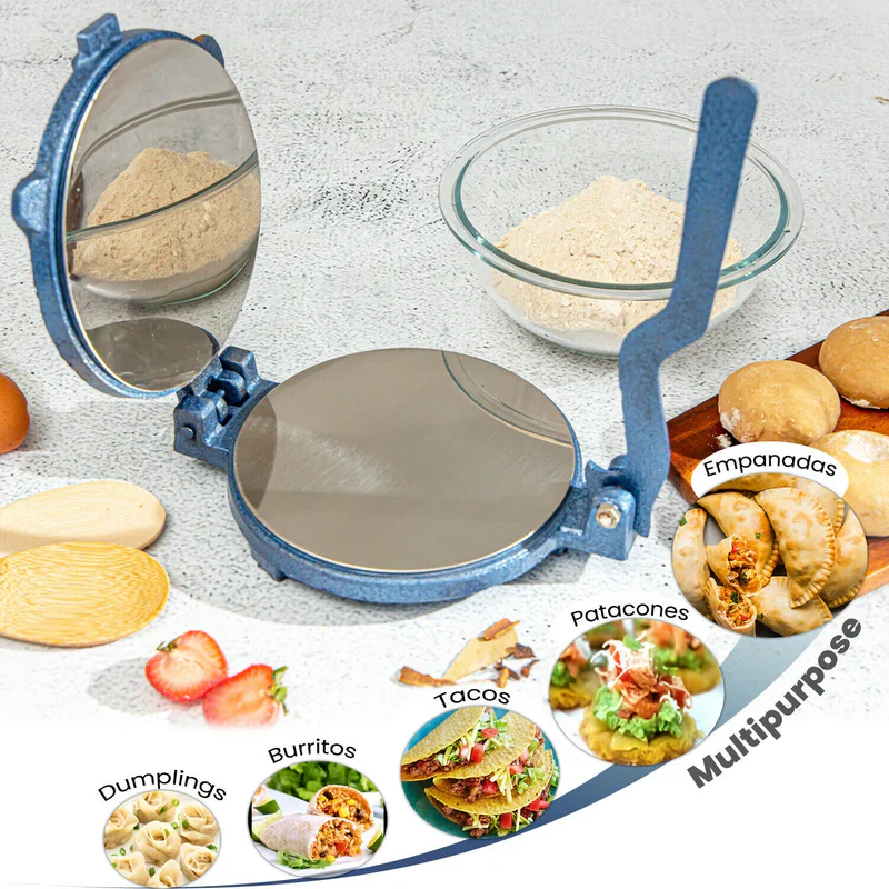 Royalford RF10408 Chapati Press | 20cm Heavy Cast Iron Body | Durable Stainless Steel Plate | Ideal for Making Roti, Poori & Tortilla | Easy Grip Handle & Non-Slip Base - Image 3