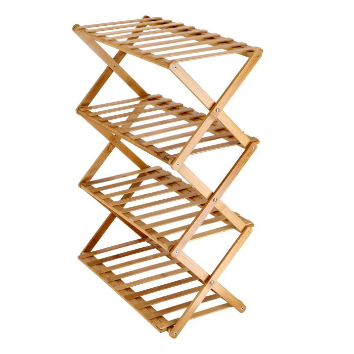 Royalford RF10412 4-Layer Bamboo Shoe Rack | Eco-Friendly Natural Bamboo Stand | Collapsible Space-Saving Design| Lightweight| Stylish & Durable Home Storage Organizer - Image 4