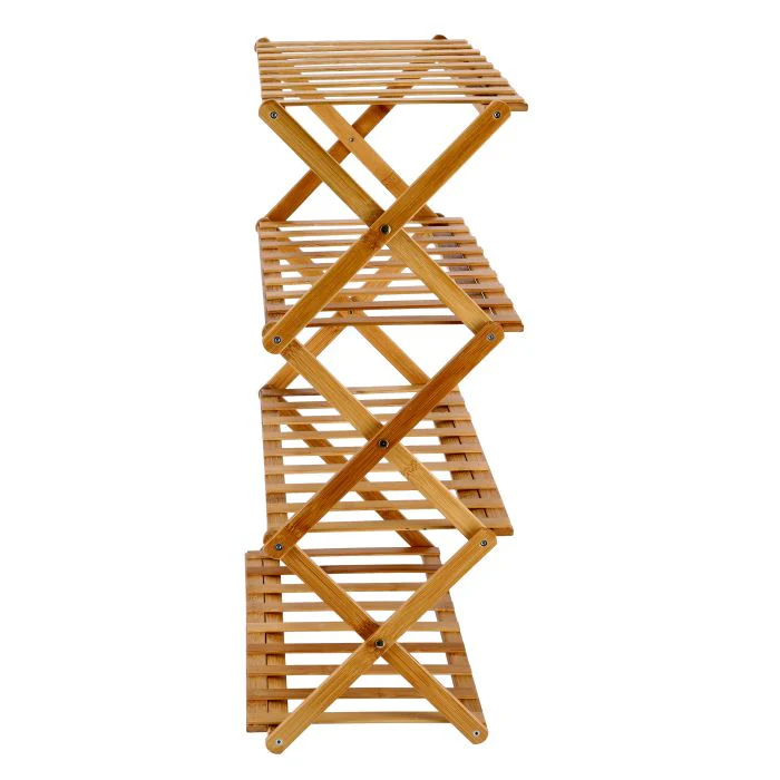 Royalford RF10412 4-Layer Bamboo Shoe Rack | Eco-Friendly Natural Bamboo Stand | Collapsible Space-Saving Design| Lightweight| Stylish & Durable Home Storage Organizer - Image 5