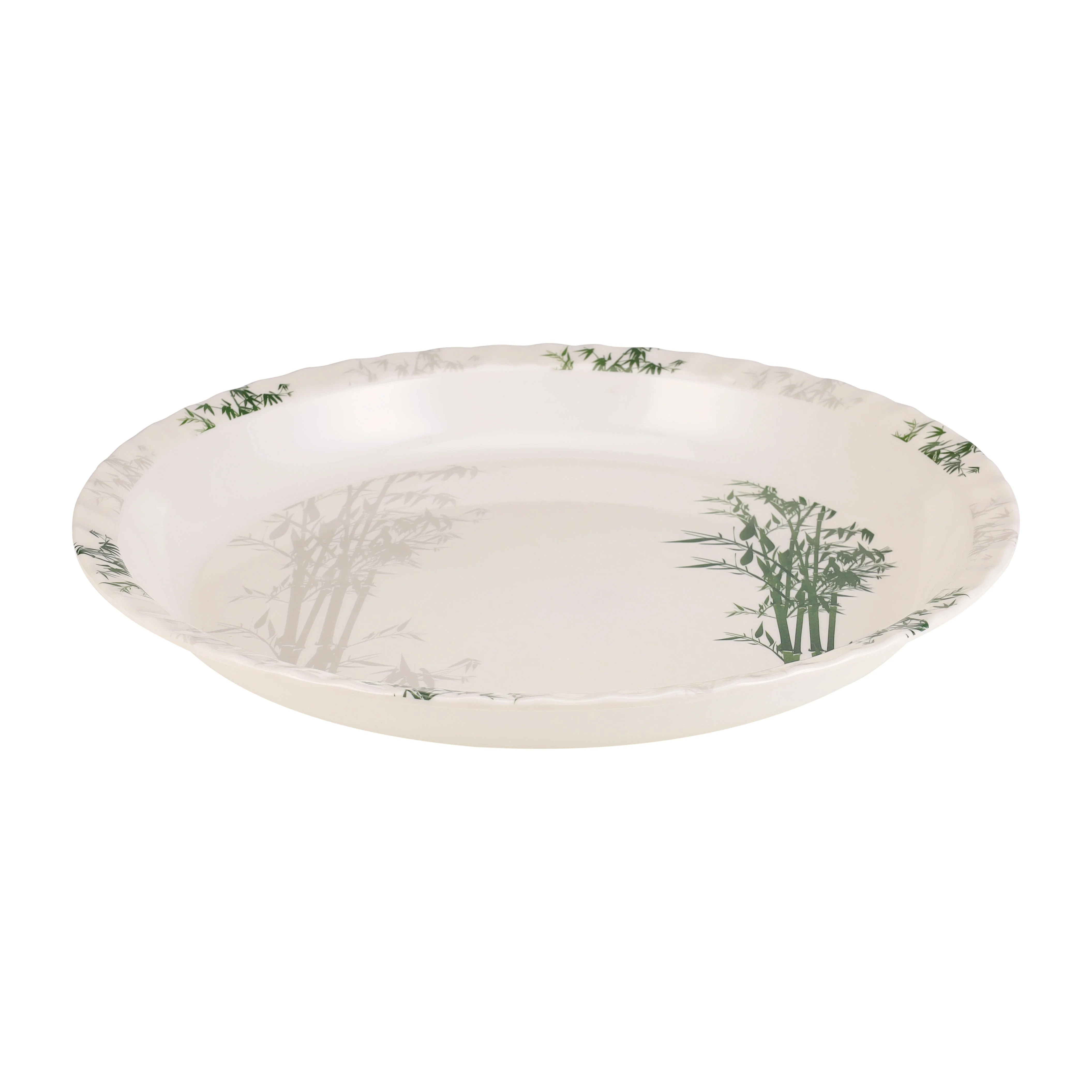 Royalford RF10417 18 Inch Melamine Round Tray | Elegant Bamboo Design Chip-Resistant Dishwasher Safe Serving Tray | Perfect for Home, Restaurant & Catering Use
