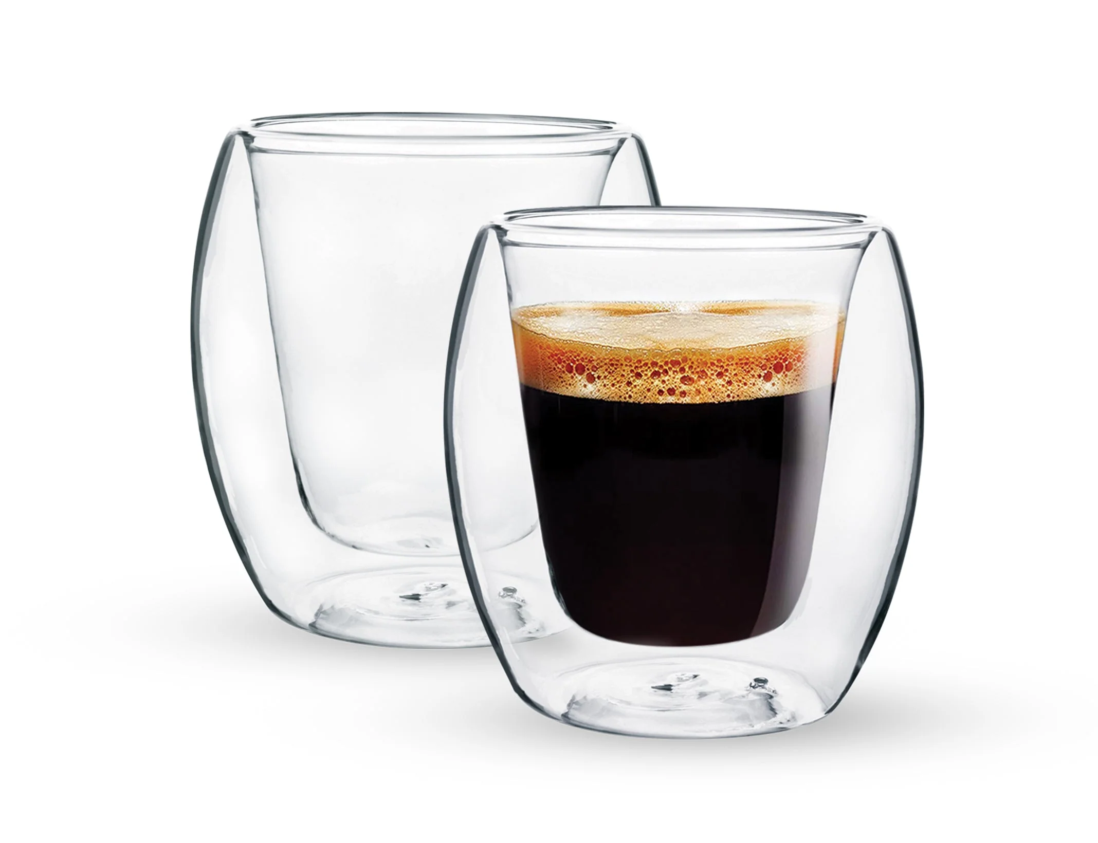 Royalford RF10526 Double Wall Cup Set | Premium Borosilicate Glass Drinkware | 2-Piece 300ml Heat-Resistant Cups for Hot & Cold Beverages | Stylish Modern Design