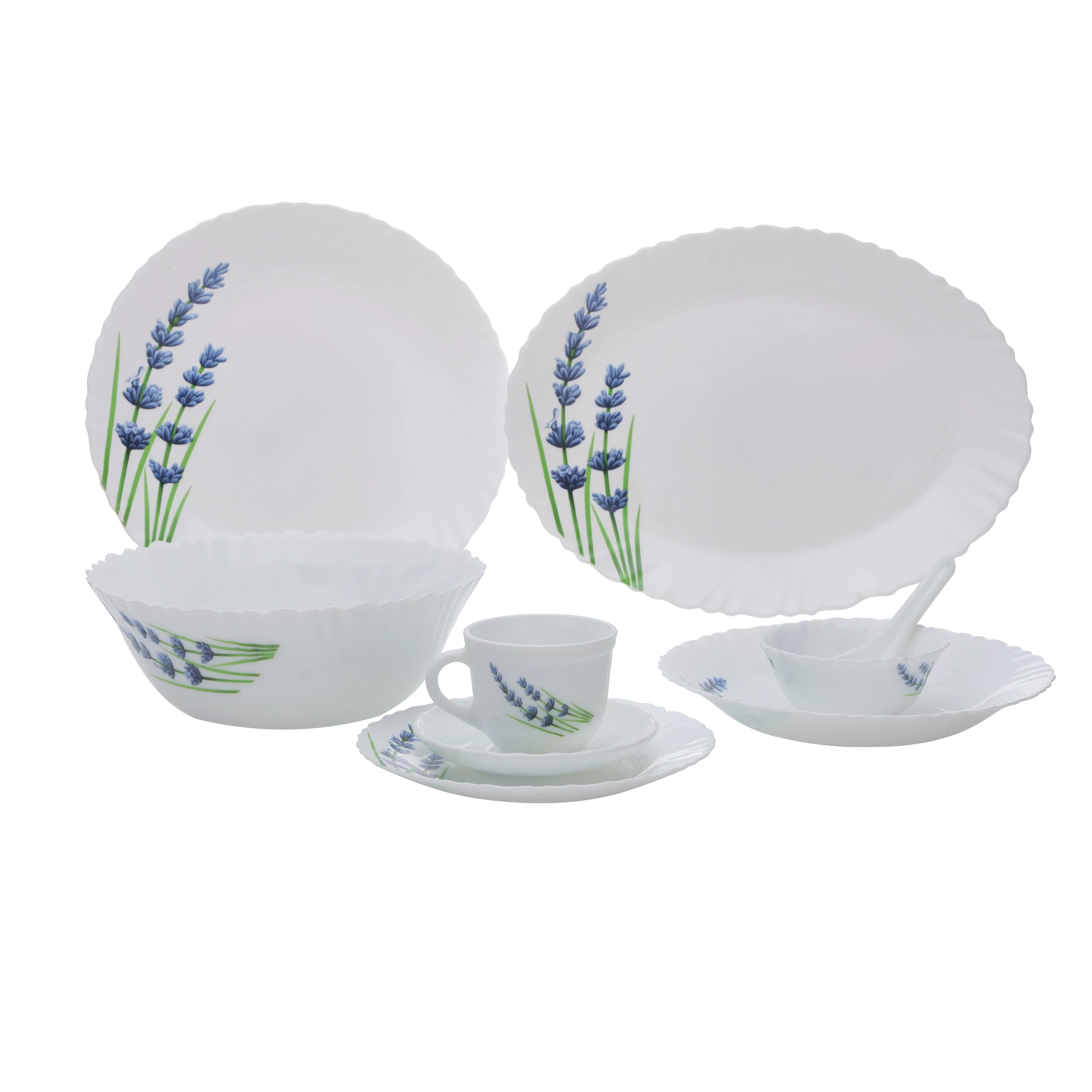 Royalford RF10679 44-Piece Opalware Dinner Set | English Lavender Design | | Lightweight & Elegant Floral Pattern| Dishwasher & Freezer Safe |Complete Family Tableware - Image 3