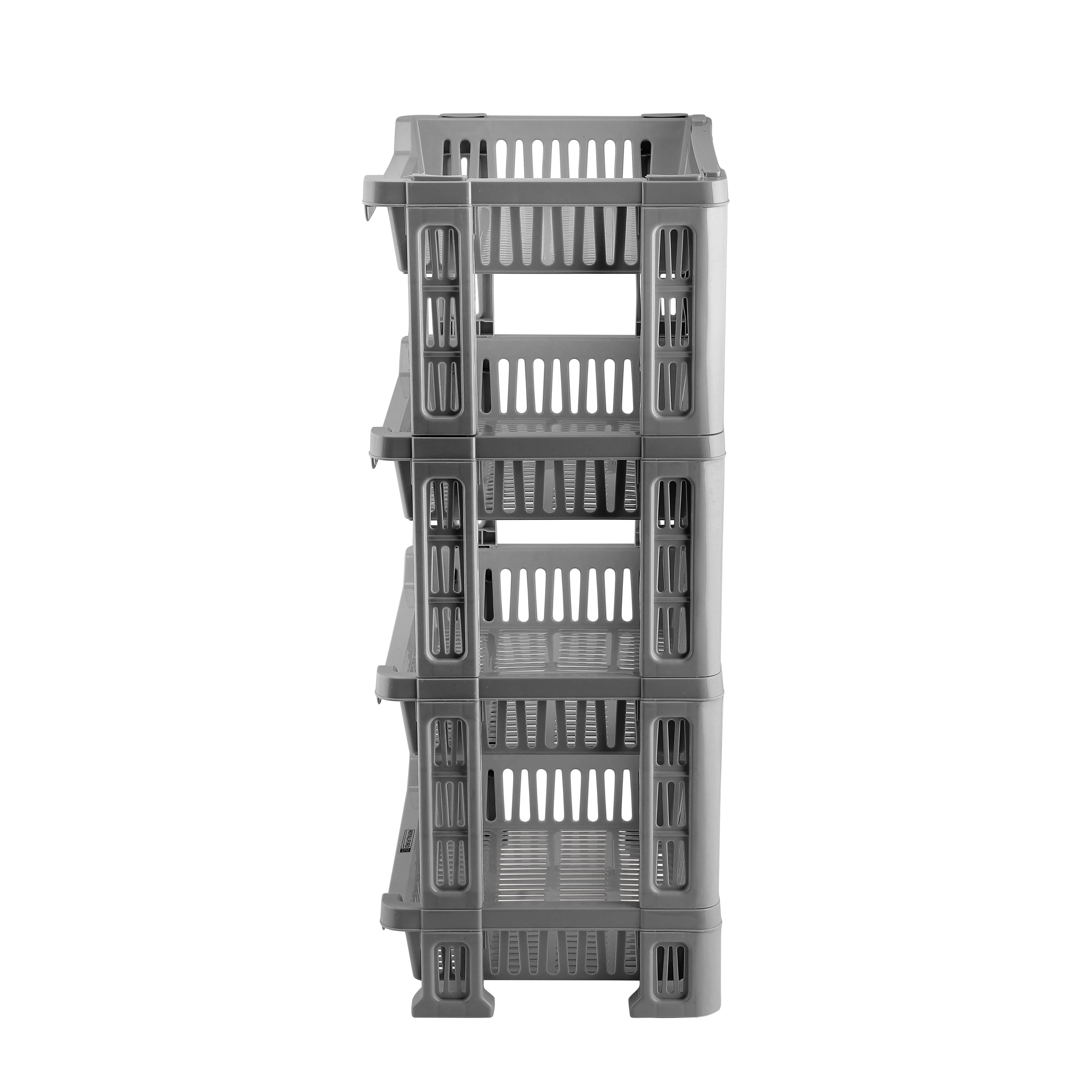 Royalford RF10878 4-Layer Vegetable Rack | Premium Plastic Fruit & Veg Storage Stand | Compact Vertical Design | Easy Portability |  Durable & Compact Kitchen Organizer - Image 3