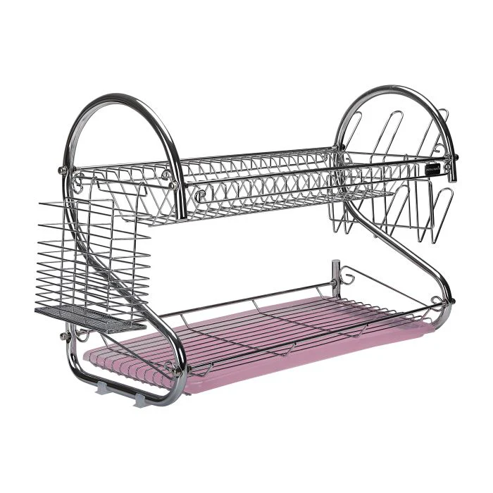 Royalford RF1151DRL 2 Layer Metal Dish Rack - Multi-Purpose Draining Board with Drip Tray, Durable and Easy to Assemble | Wall Hanging Dish Rack with Plastic Drip Tray - Image 3