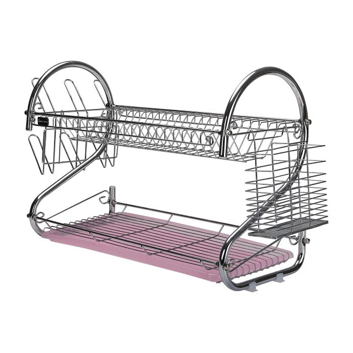 Royalford RF1151DRL 2 Layer Metal Dish Rack - Multi-Purpose Draining Board with Drip Tray, Durable and Easy to Assemble | Wall Hanging Dish Rack with Plastic Drip Tray - Image 4