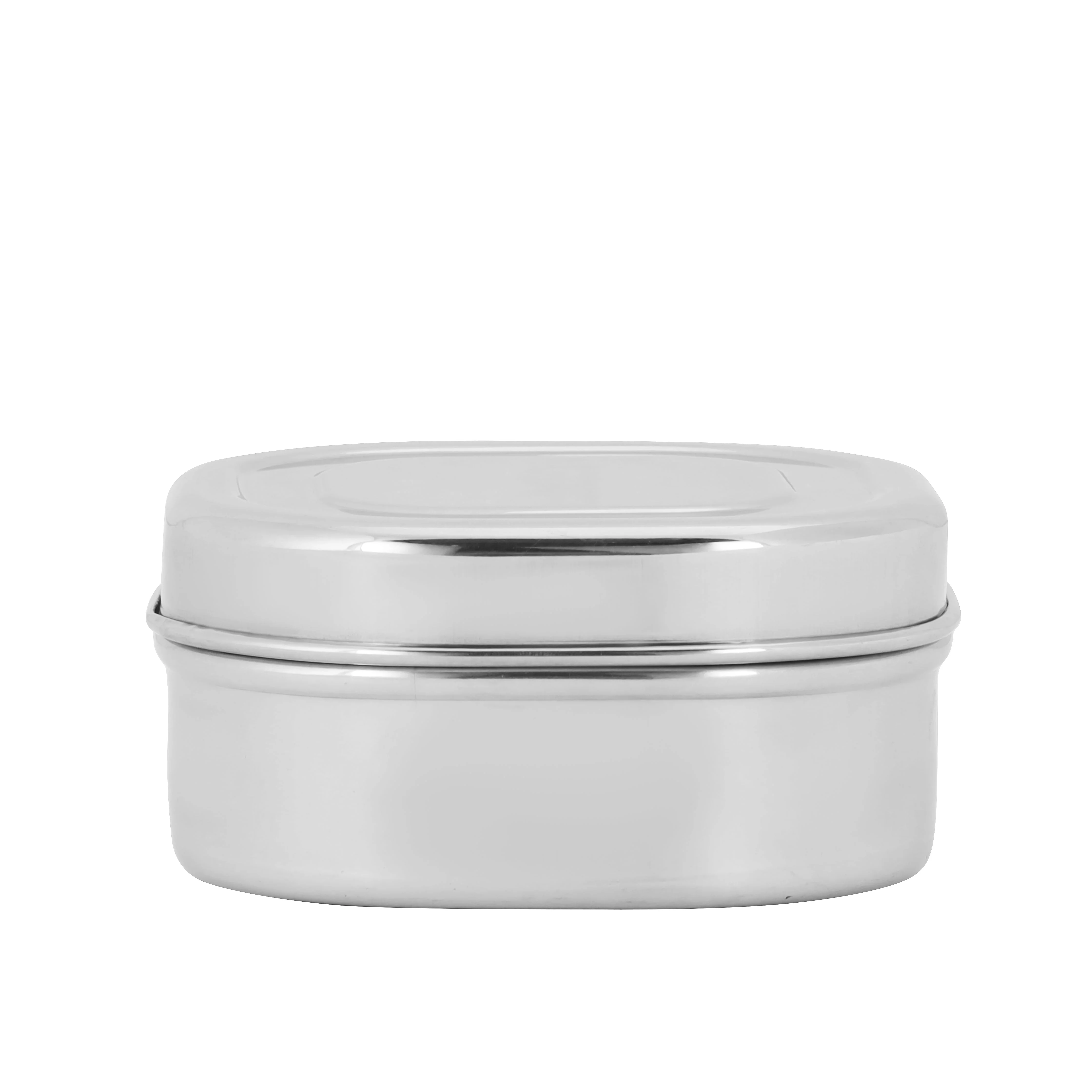 Royalford RF11701 Stainless Steel Square Dabba | 10CM Food Storage Container with Lid | Mirror Finish Rust & Corrosion Resistant Food Grade Kitchen Storage Box