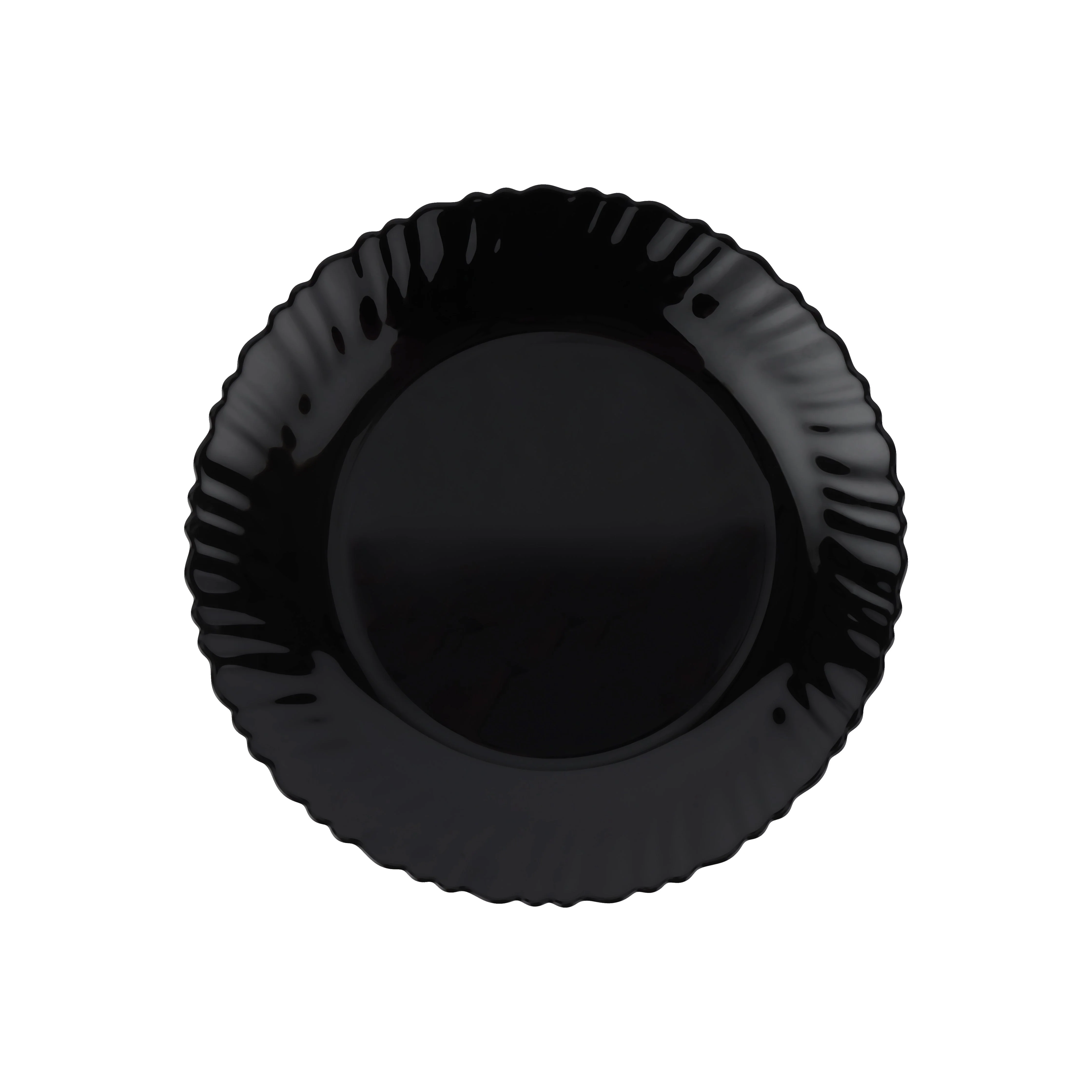 Royalford RF11903 9.5" Opalware Flat Plate| elegant black wave design & chip-resistant durability| lightweight & is microwave & dishwasher safe for everyday use|