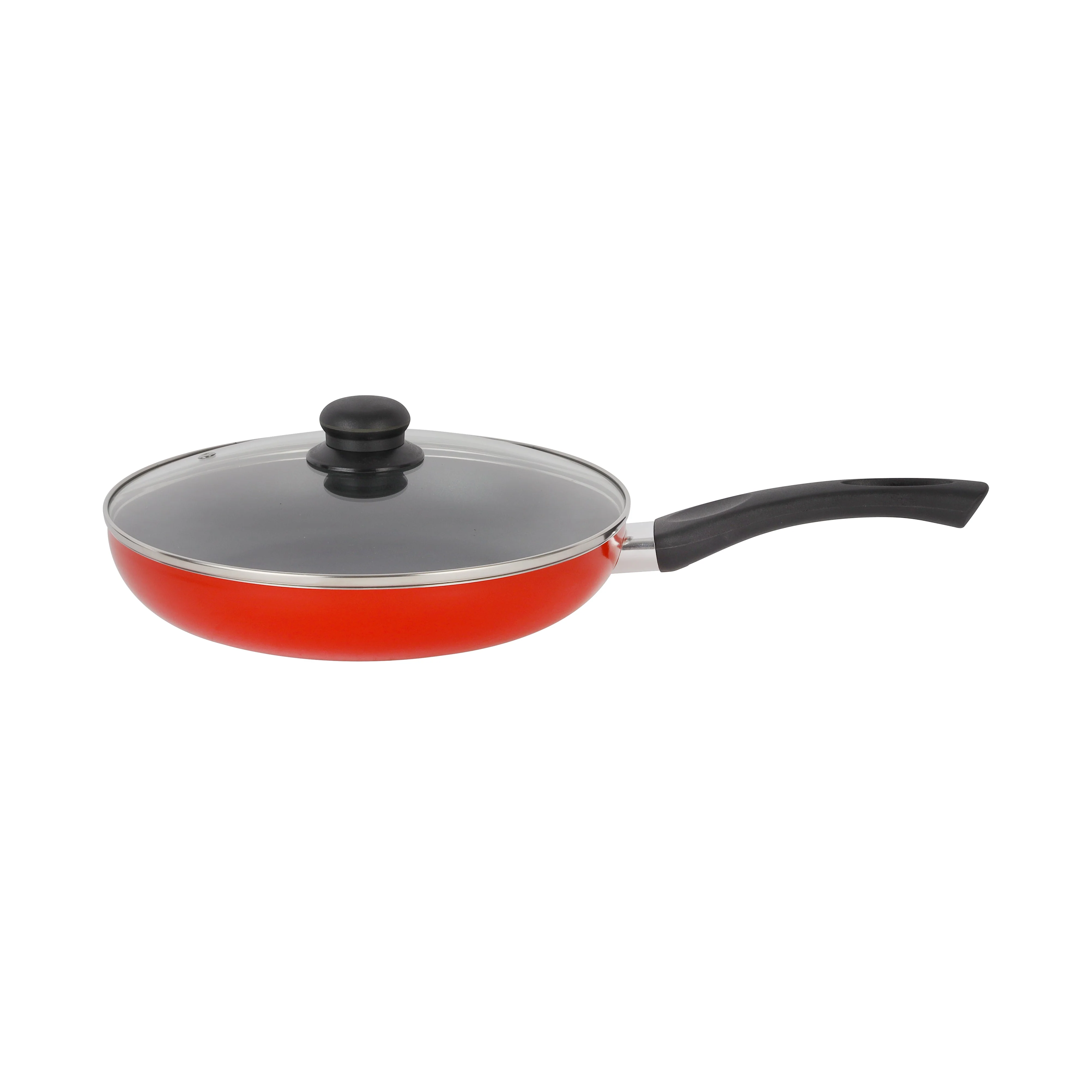Royalford RF11976 24CM Aluminium Non-Stick Frypan | Tempered Glass Lid | 3-Layer PTFE & PFOA Free Coating | Durable Bakelite Handle for Gas & Induction Cooking