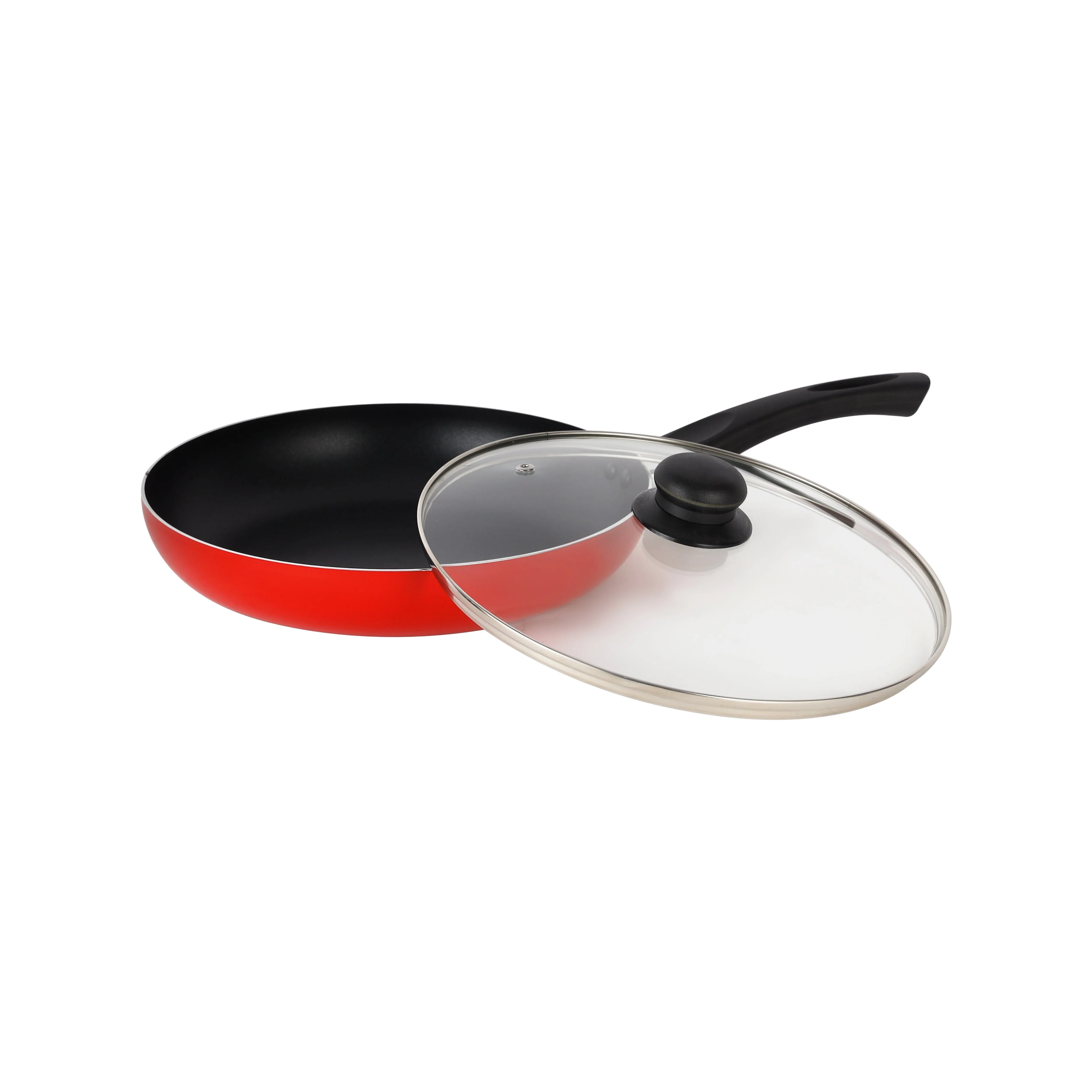 Royalford RF11976 24CM Aluminium Non-Stick Frypan | Tempered Glass Lid | 3-Layer PTFE & PFOA Free Coating | Durable Bakelite Handle for Gas & Induction Cooking - Image 2