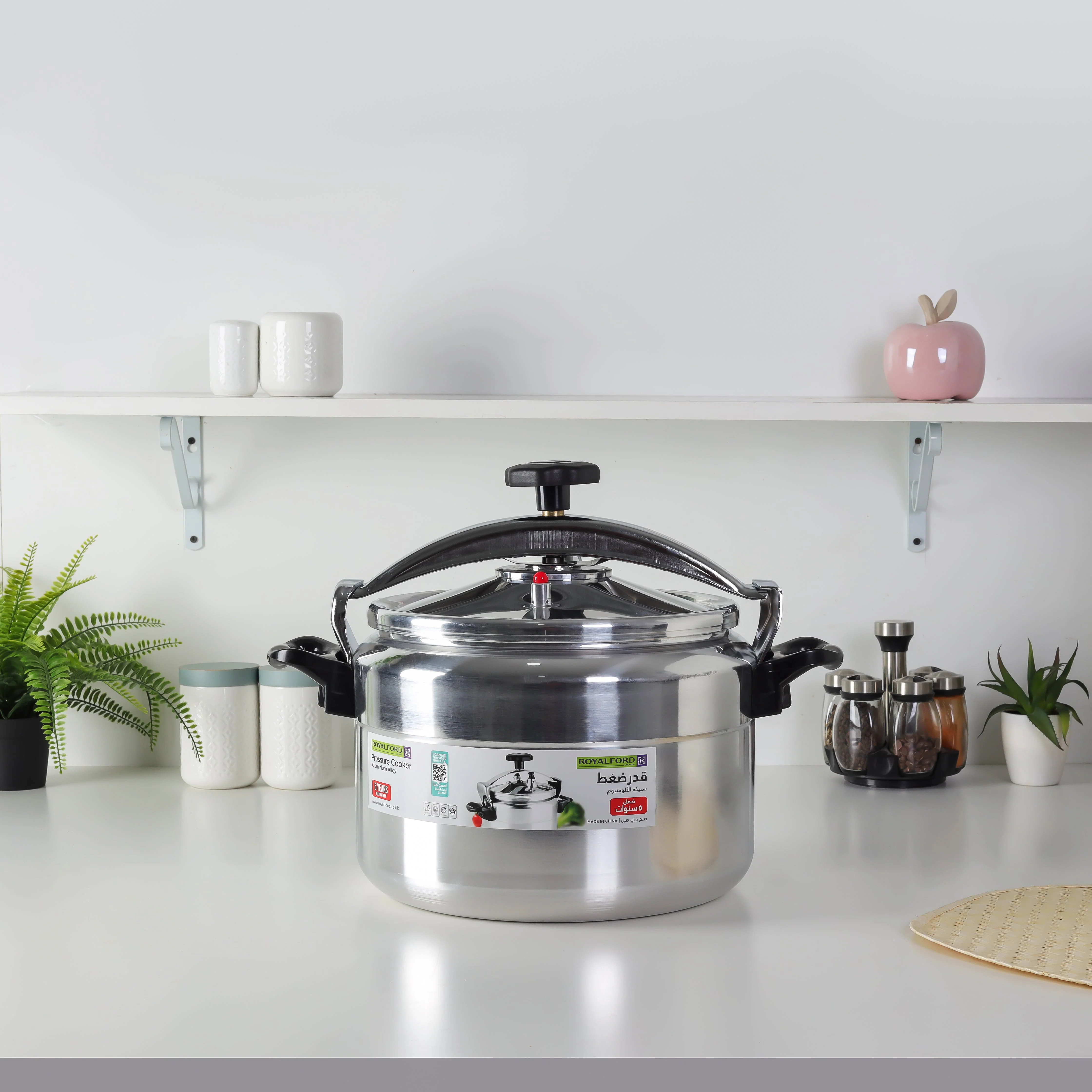 Royalford RF11980 Aluminium Alloy Pressure Cooker 18 LTR | Heavy Duty Body | Multi Safety Device | Unique Pressure Indicator | Ergonomic Handles & 5 Year Warranty - Image 2
